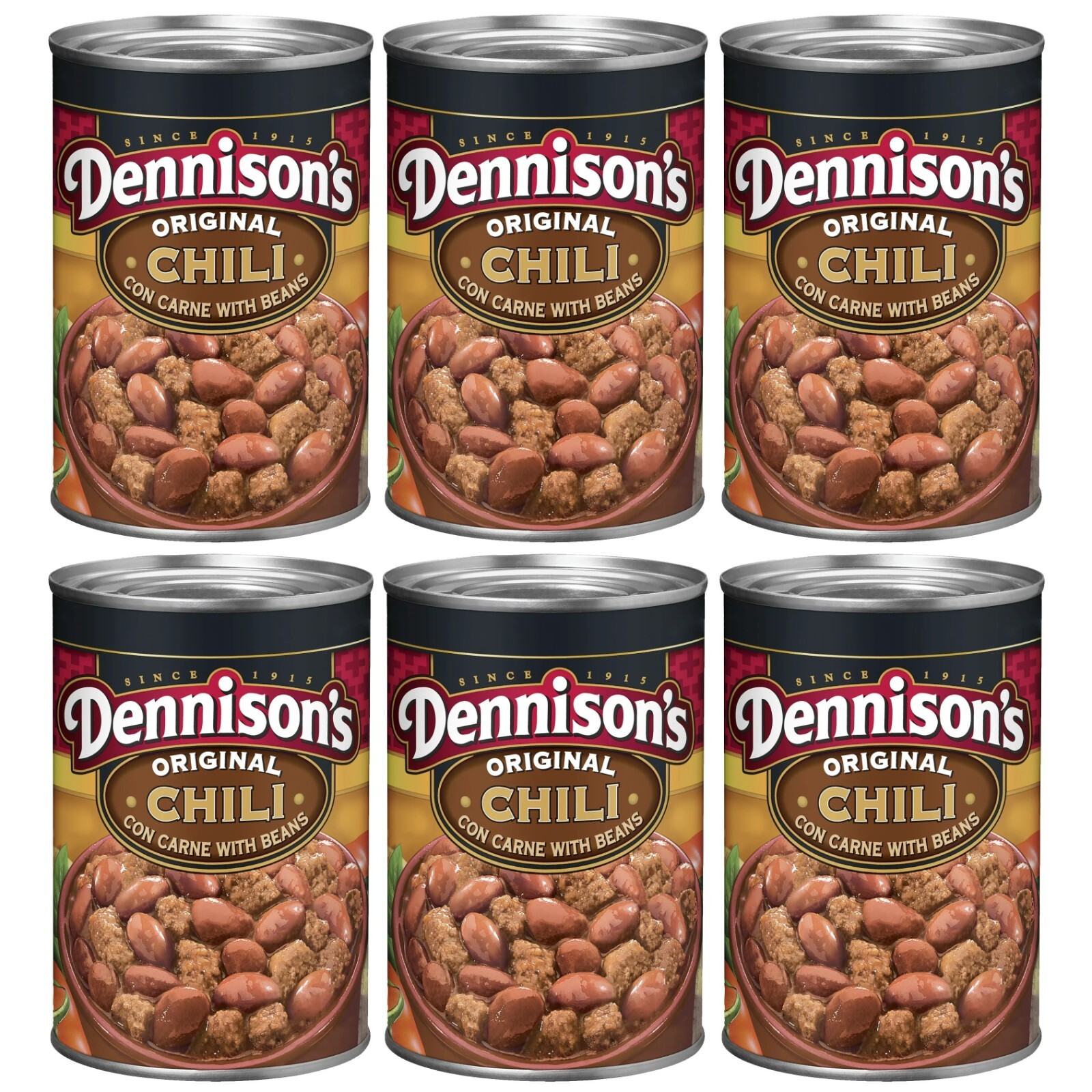 Dennison’s, ORIGINAL Chili Con Carne with Beans, 15oz Can (Pack of 6)
