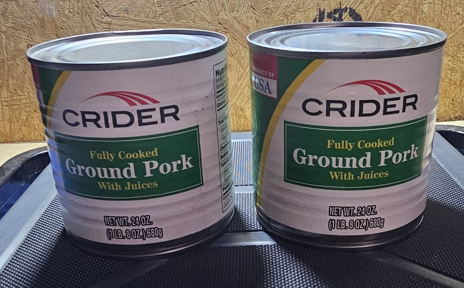 Lot of (2) Crider Fully Cooked Ground Pork / Canned 24oz 1LB / Exp. 05/30/2027!