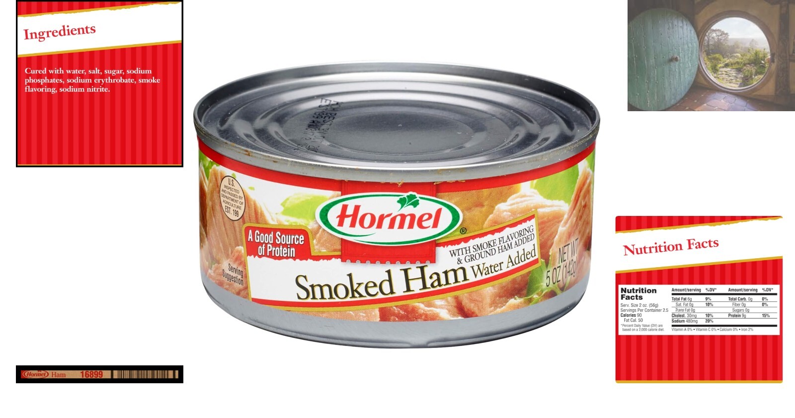 Delicious Smoked Ham Chunks – 5 Oz Pack of 12 | 90 Calories, Protein-rich Snack