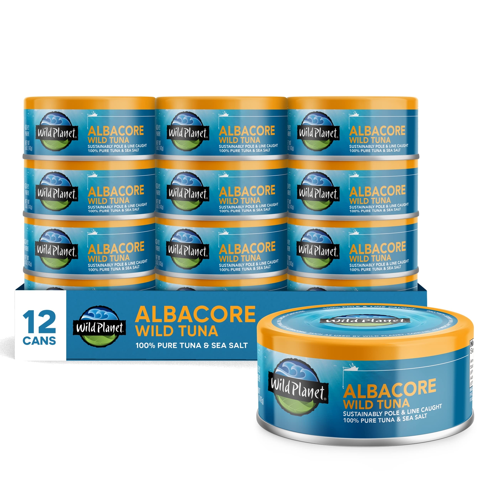 Albacore Wild Tuna, Sea Salt, Canned Tuna, Sustainably Wild-Caught, Pole & Li…