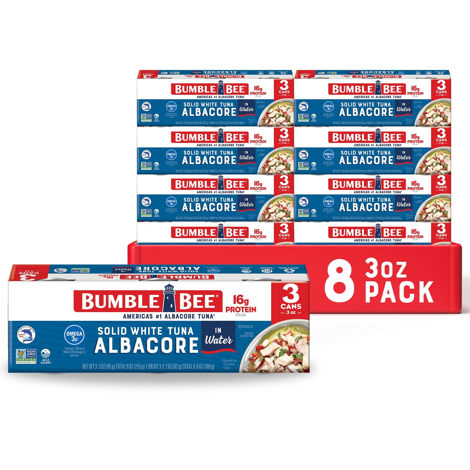 Bumble Bee Solid White Albacore Tuna in Water, 3 oz Can 8 Packs of 3, 24 Cans…
