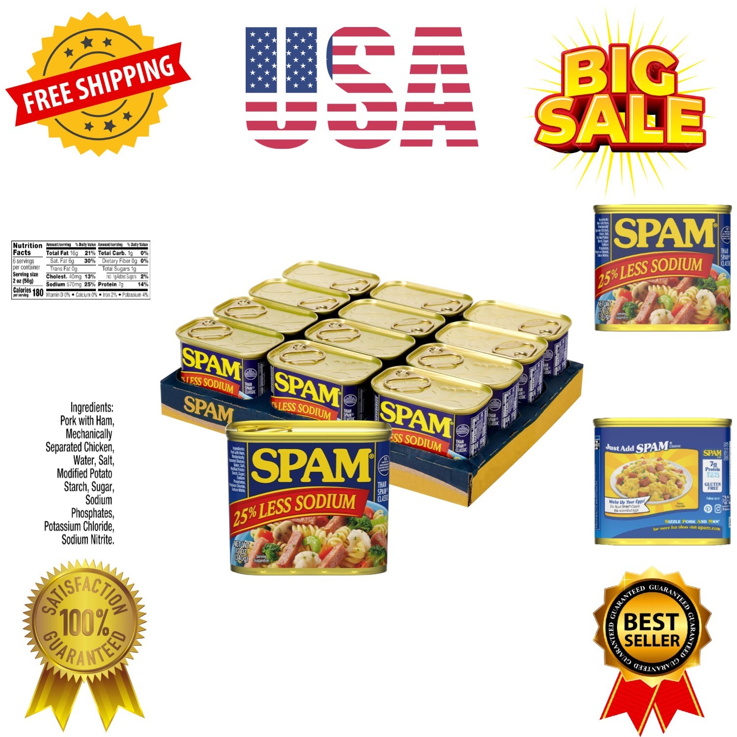 25% Less Sodium Canned Meats, 12 oz Cans, 12 Pack