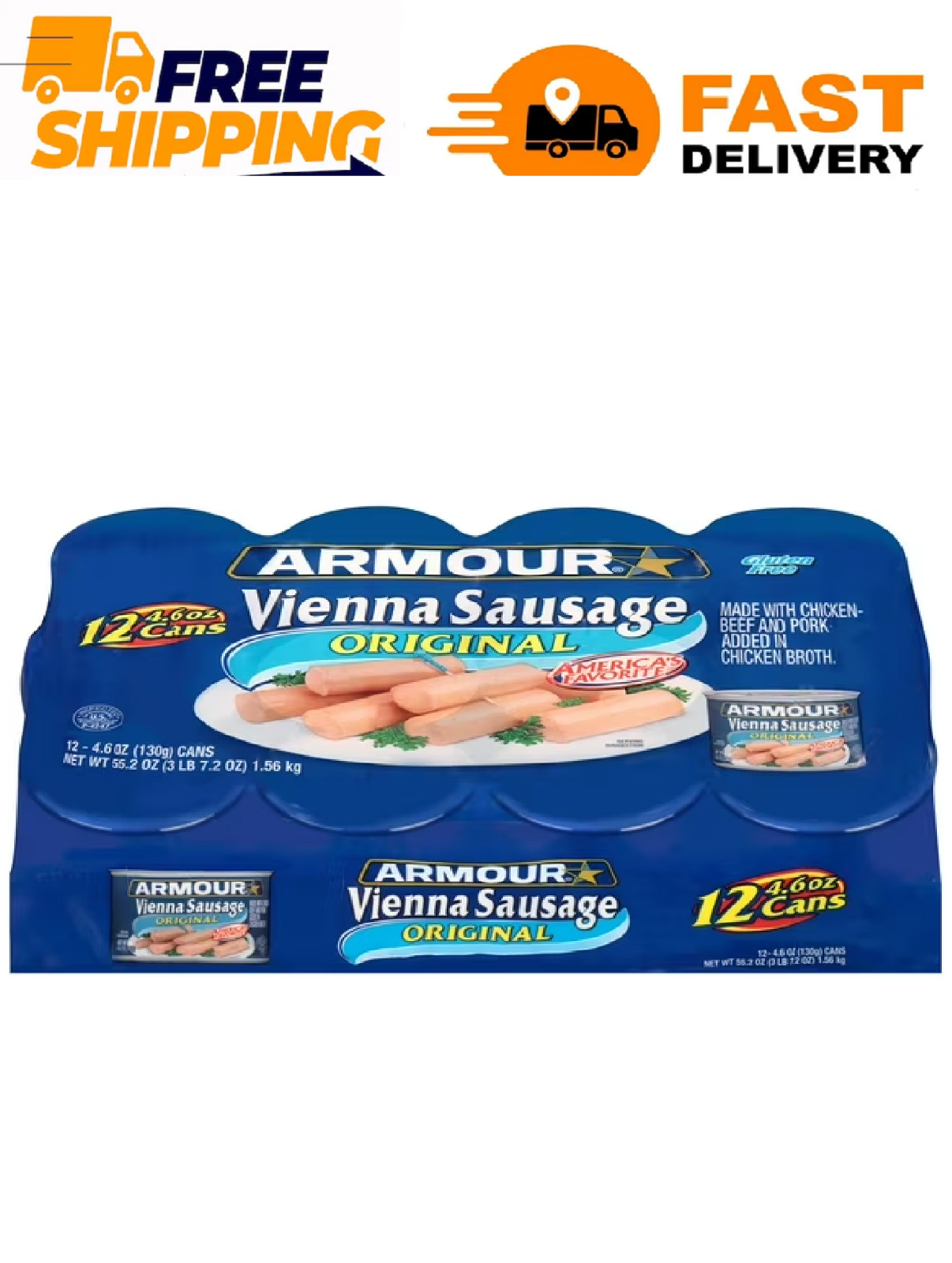 Armour Original Vienna Sausage, Original, 4.6 oz Can, 12 Count