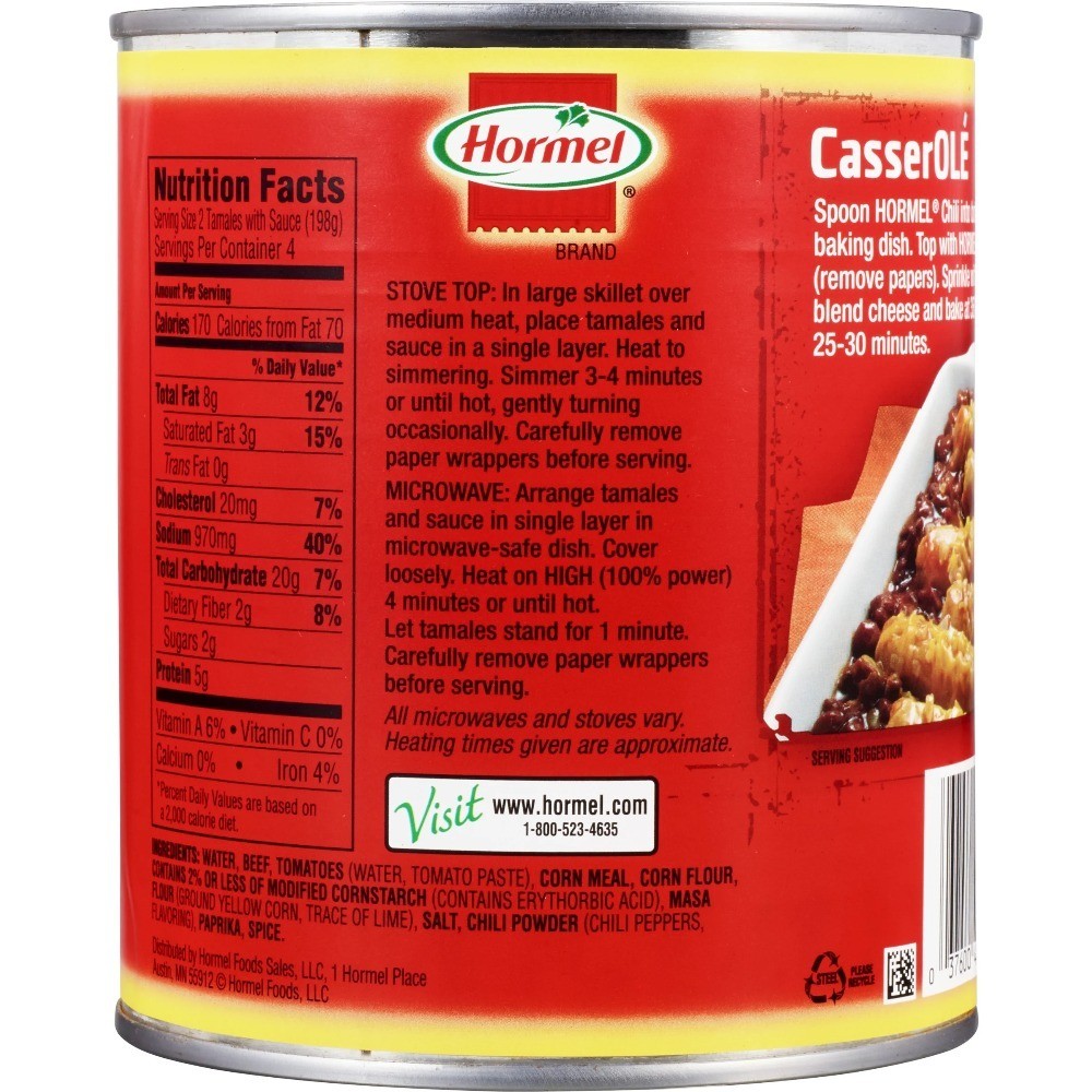 Beef Tamales in Chili Sauce 28 oz Canned 3 Pack Shelf Stable Mexican Food
