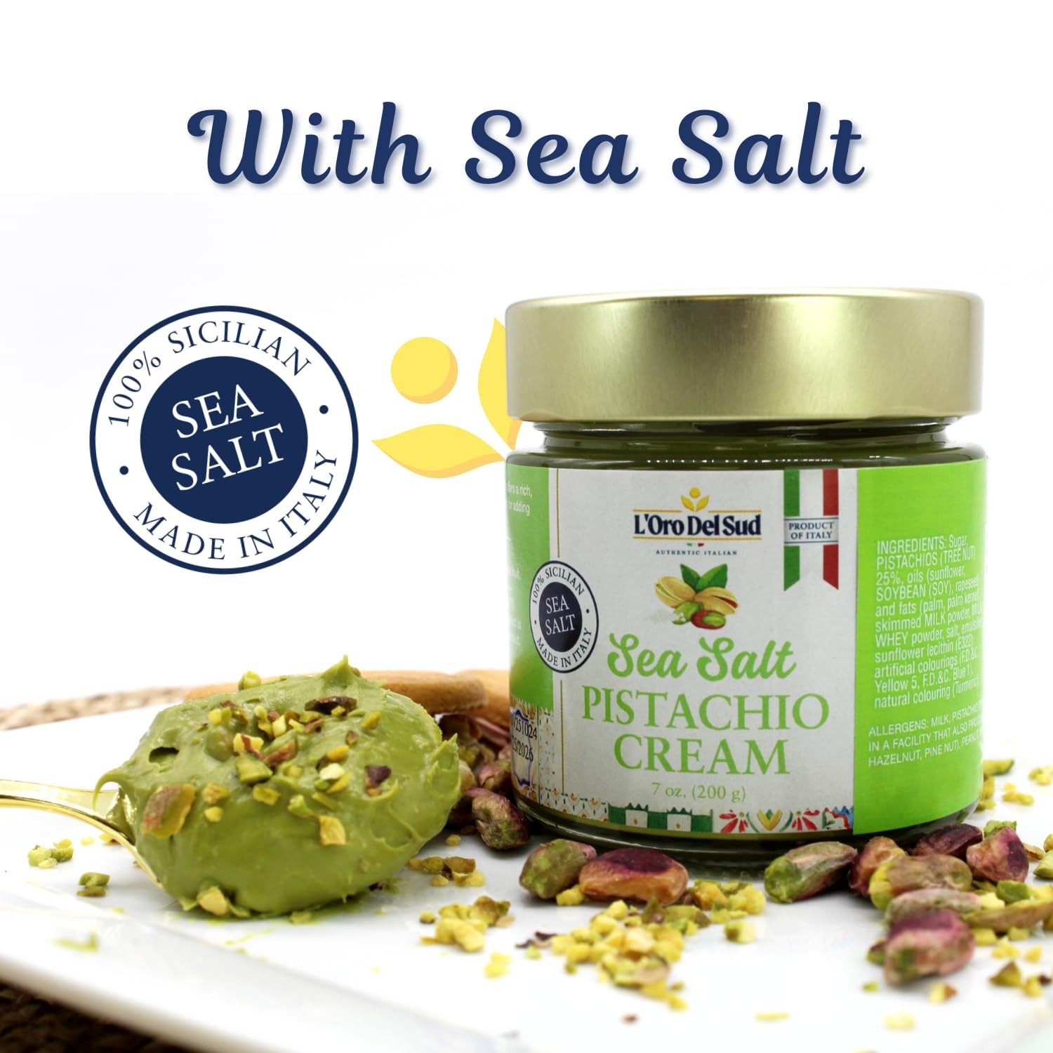 L’Oro Del Sud – Pistachio Cream with Sea Salt, Sicilian Sweet & Salty Pistach…