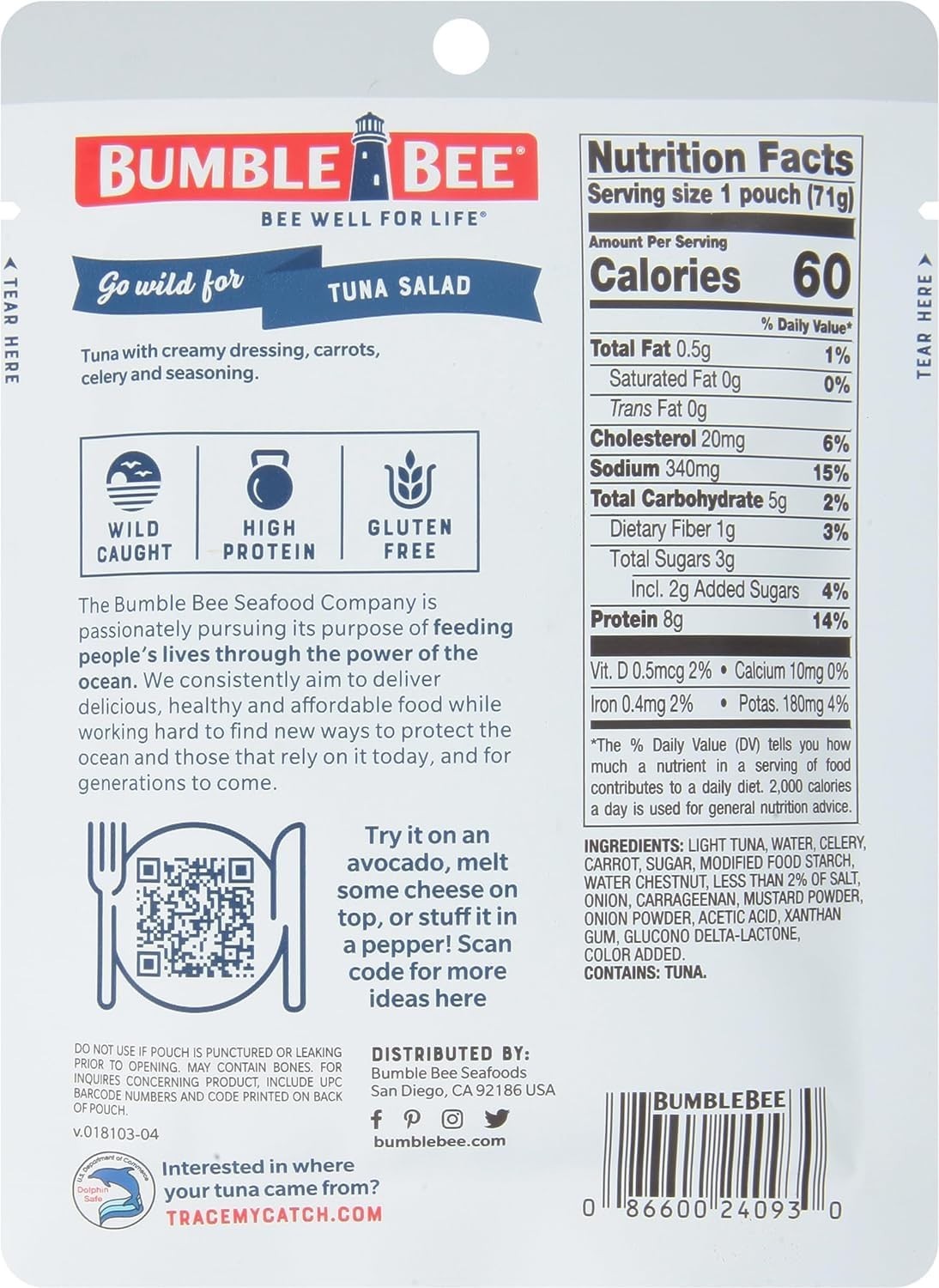 Sandwich in Seconds Tuna Salad, 2.5 oz Pouch – Ready to Eat