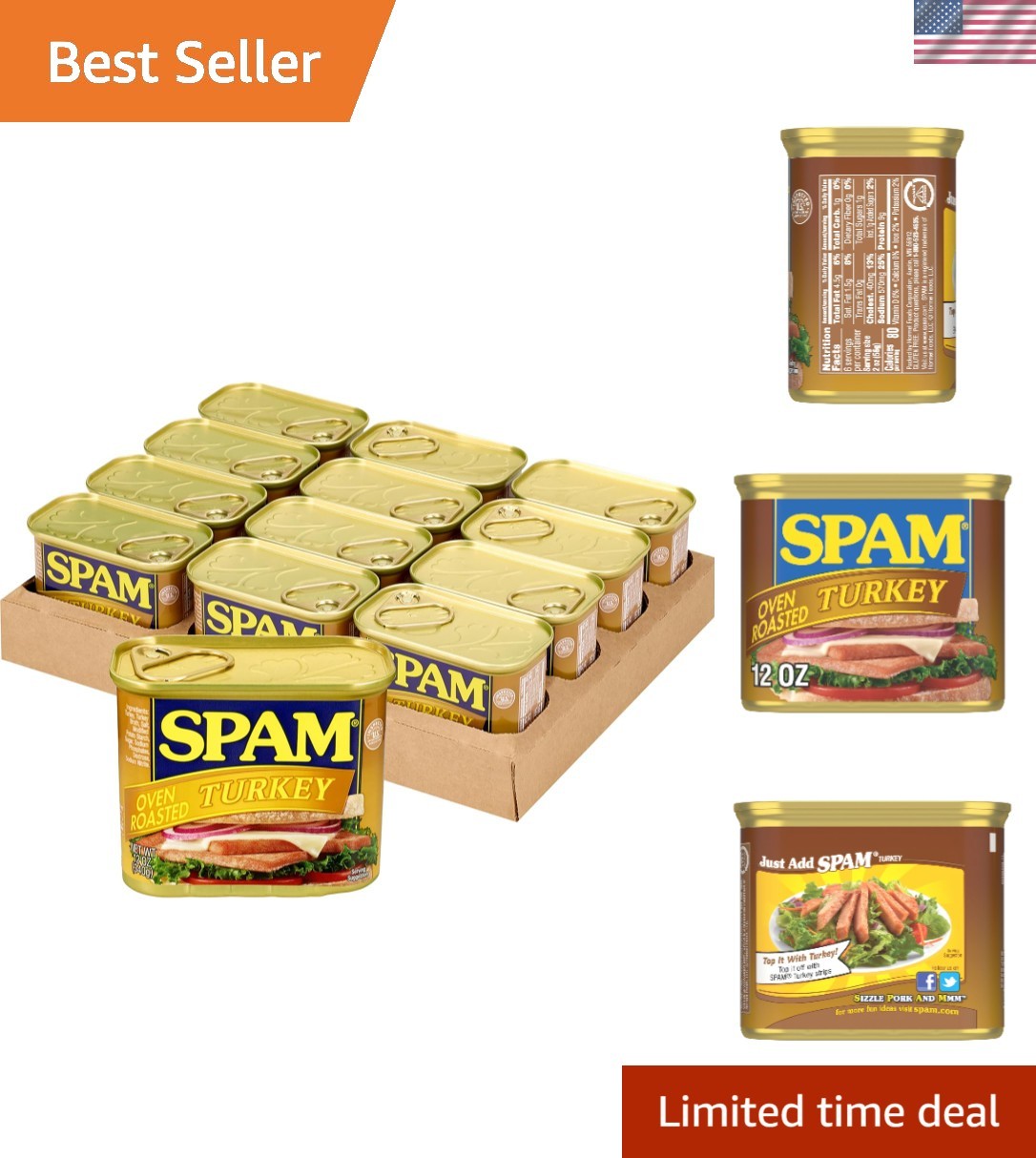 Oven Roasted Turkey, Canned Meat, 12 oz Can, 12 Pack
