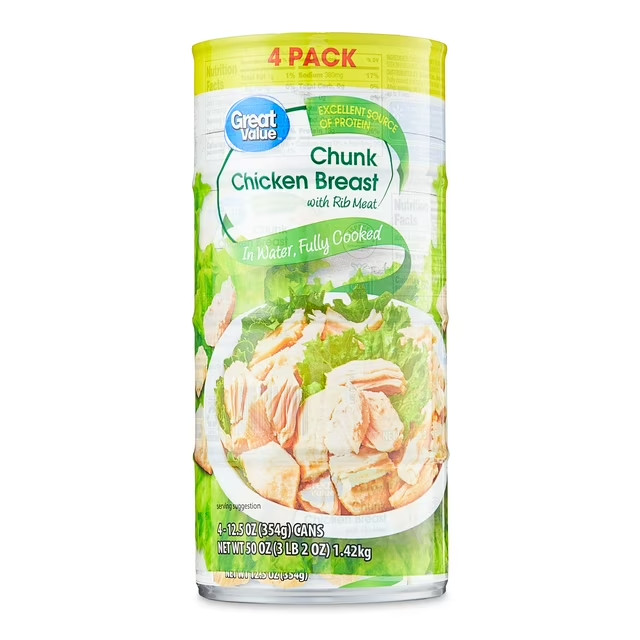 Great Value Chunk Chicken Breast, 12.5 Ounce Can (4 Pack)