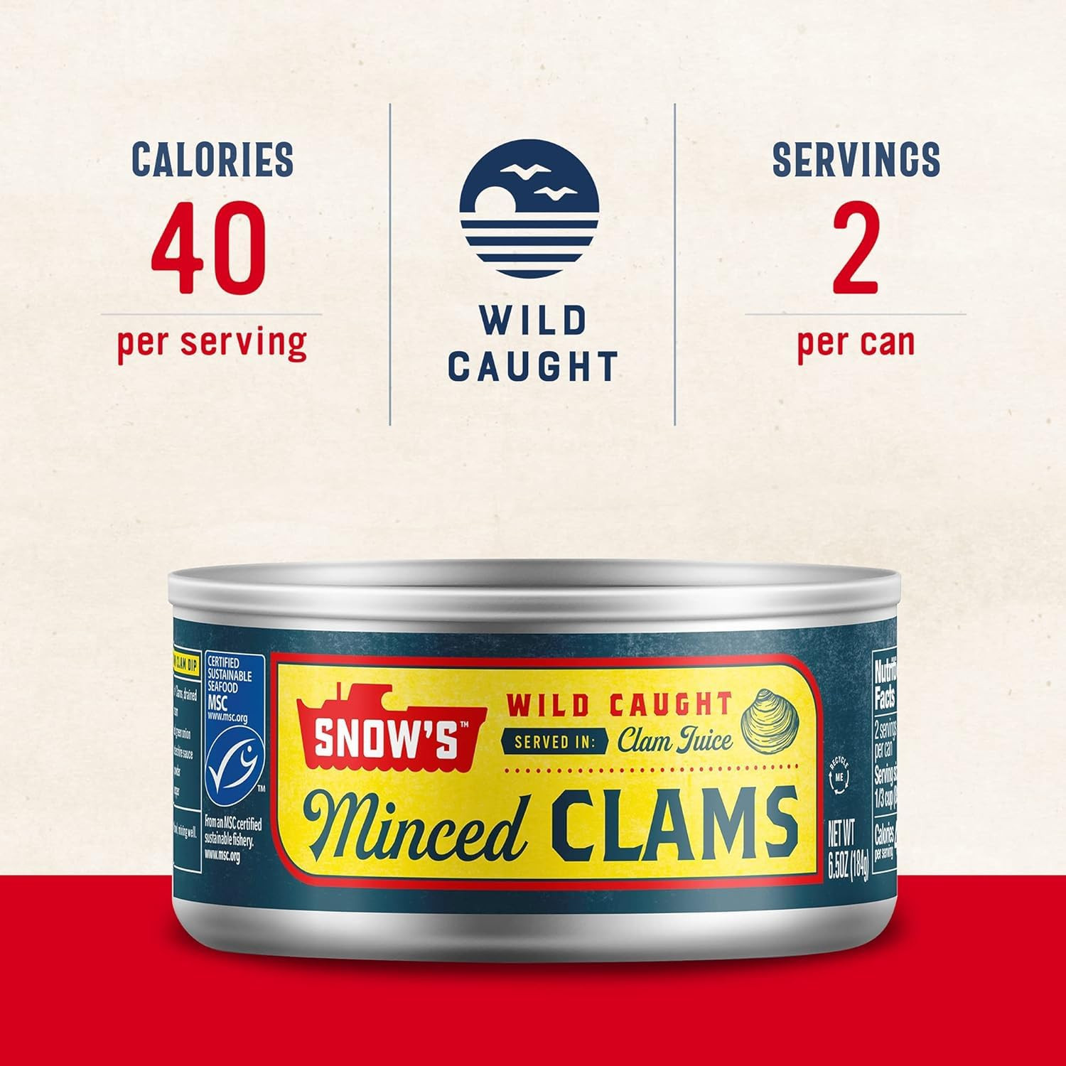 Wild Caught Minced Clams Canned in Clam Juice 6.5 oz 12 Pack