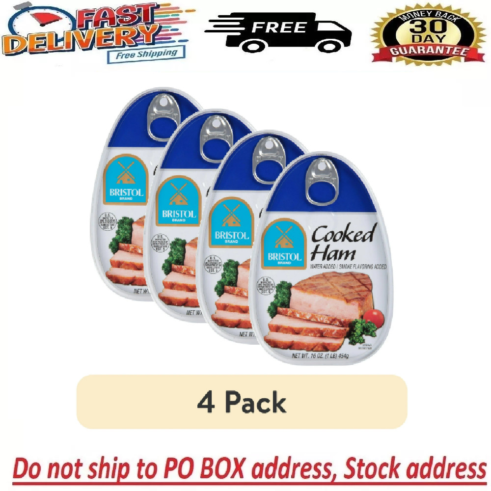 (4 Pack) Bristol Smoke Flavor Cooked Ham, High Protein, 16 Oz Aluminum Can