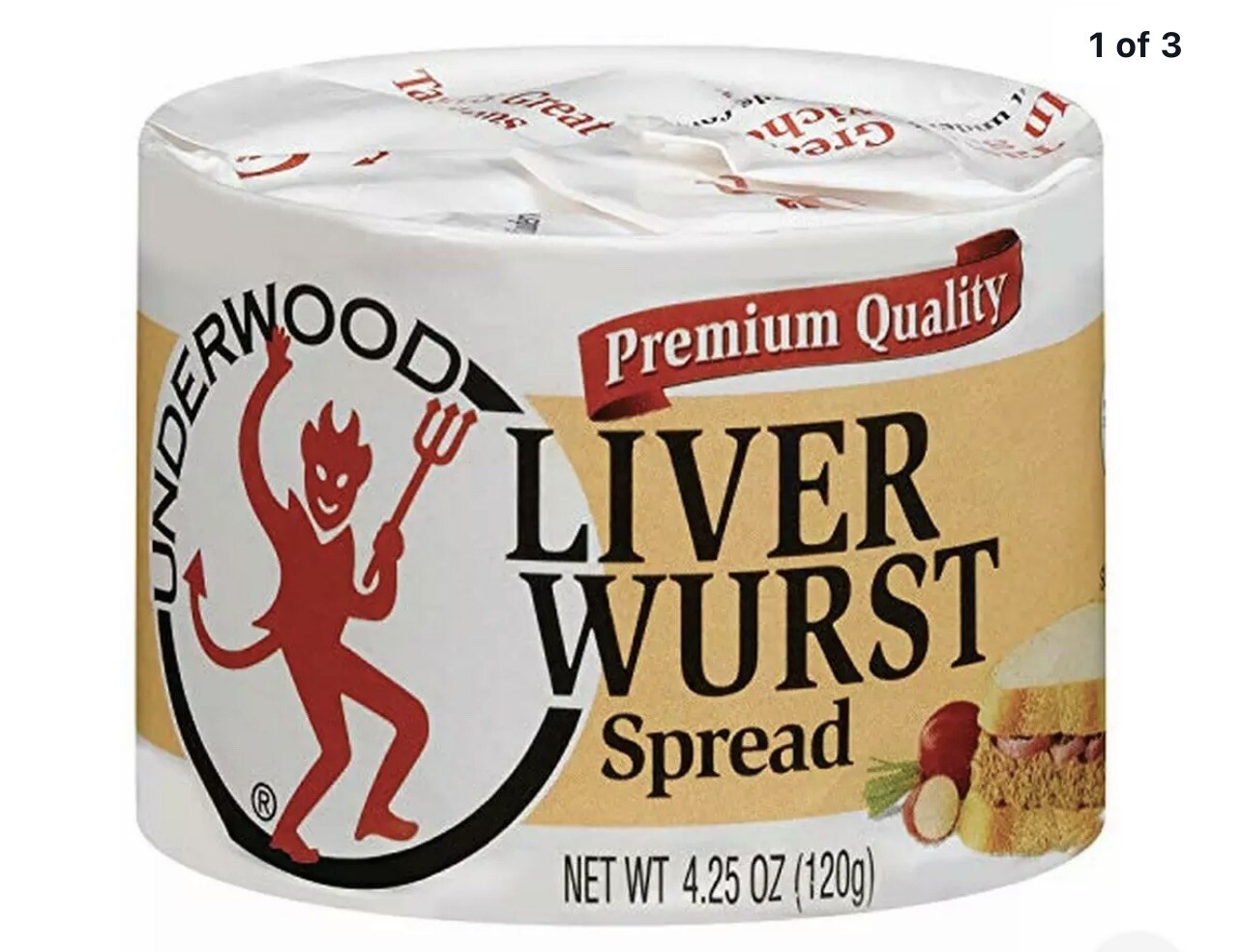 Underwood Premium Quality Liver Wurst Spread 4.25 oz ( Pack of 6 )
