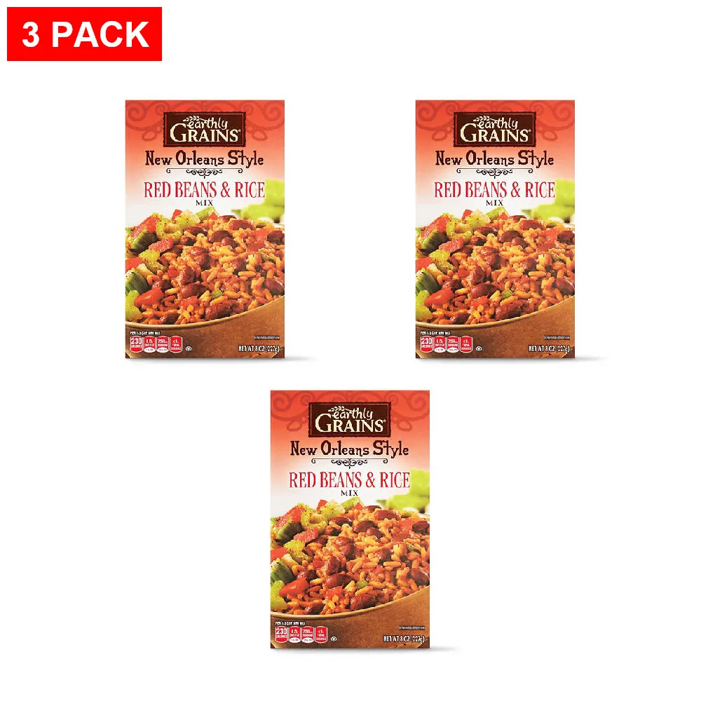 Earthly Grains New Orleans Style Red Beans and Rice Mix, 8 oz – Pack of 3