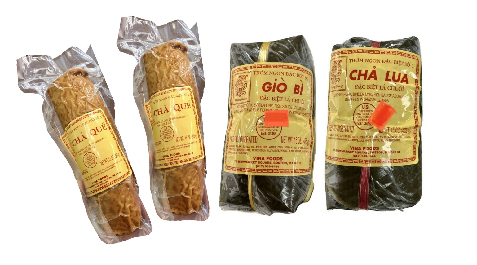 Cooked Pork Rolls (1 Gio Bi, 1 Cha Lua & 2 Cha Que) សាច់ប៉ាតេ