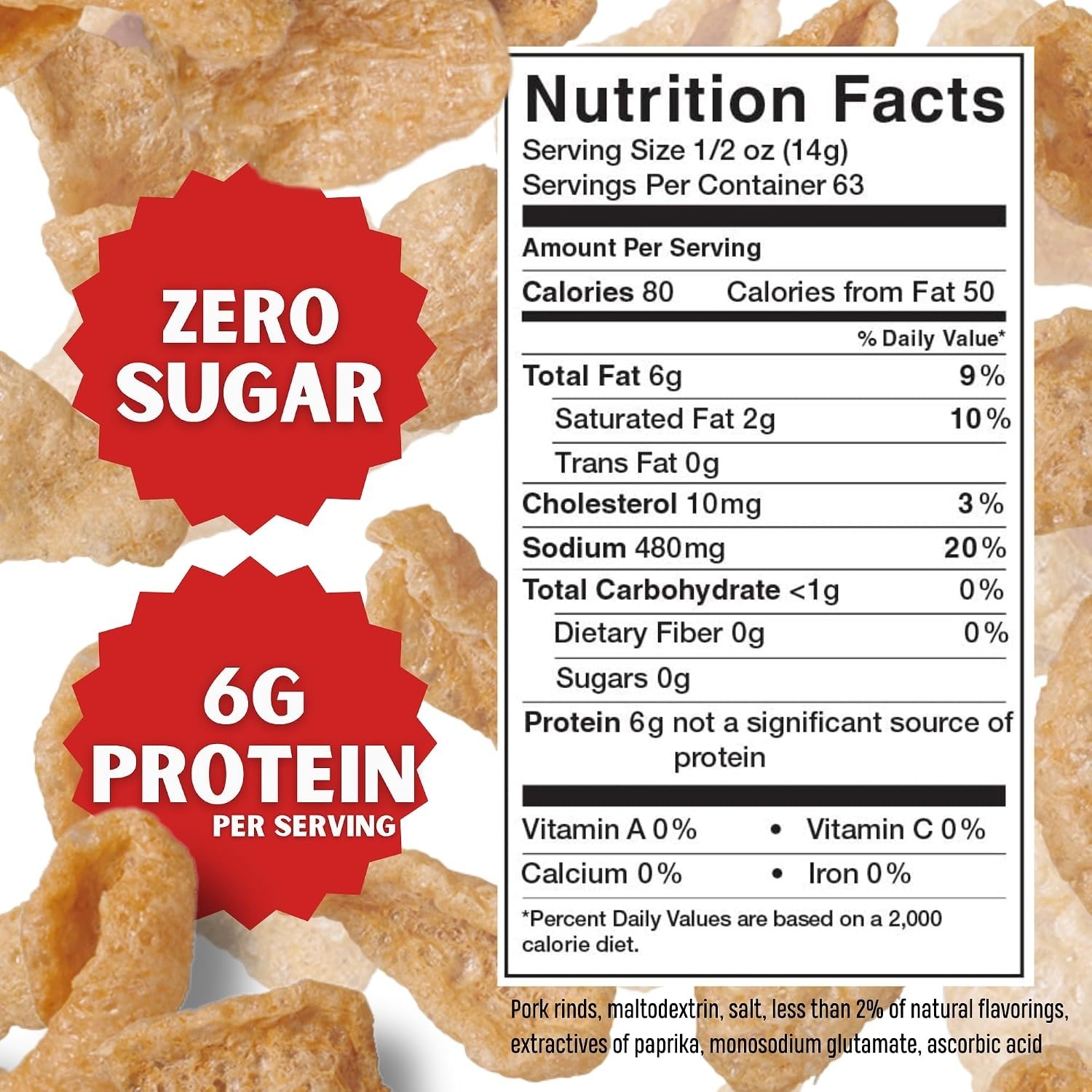 Bacon Curls Microwave Pork Rinds Chicharrones, Hot & Spicy, 1.75 Ounce Pack o…