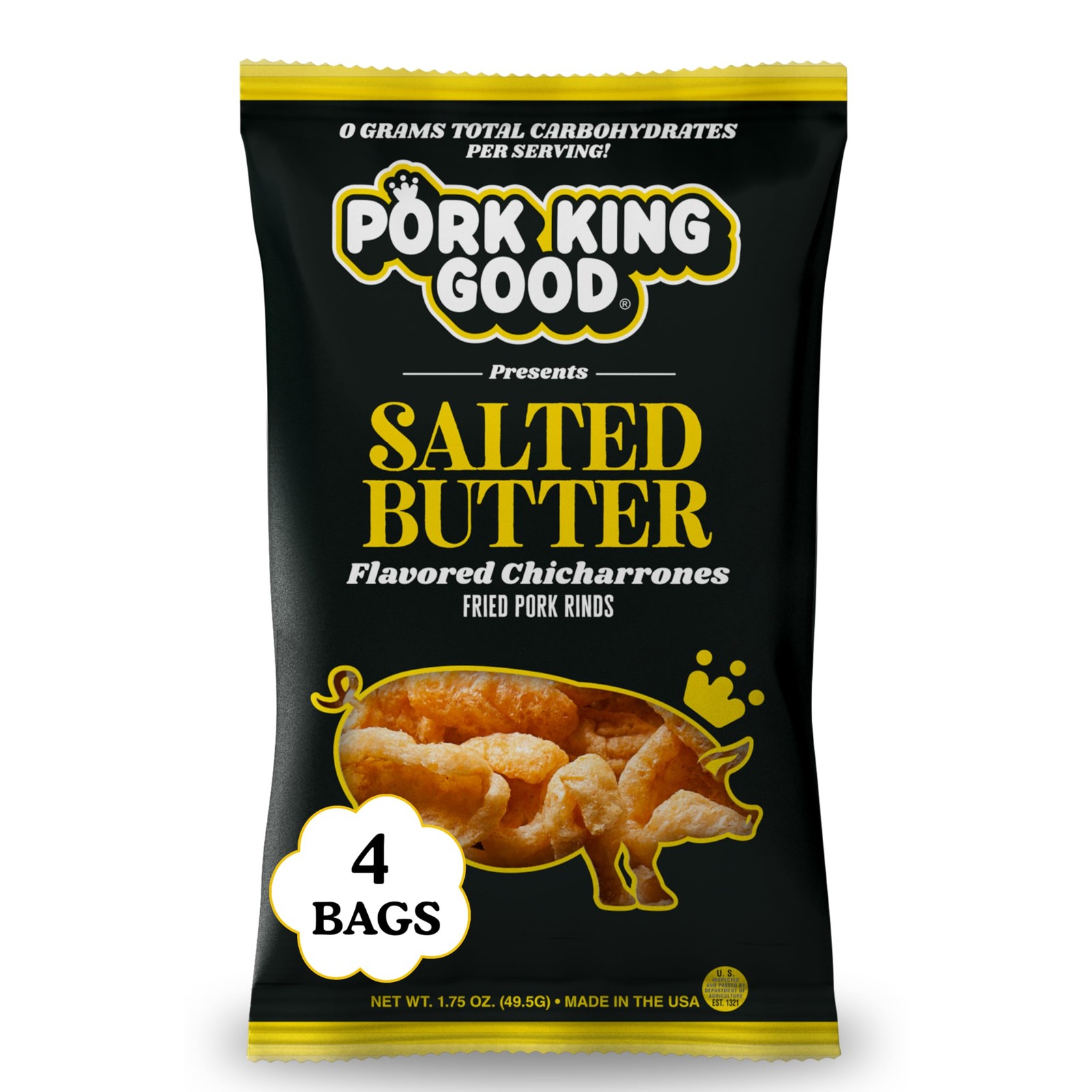 Salted Butter Pork Rinds (Chicharrones) (4 Pack) Keto Snacks