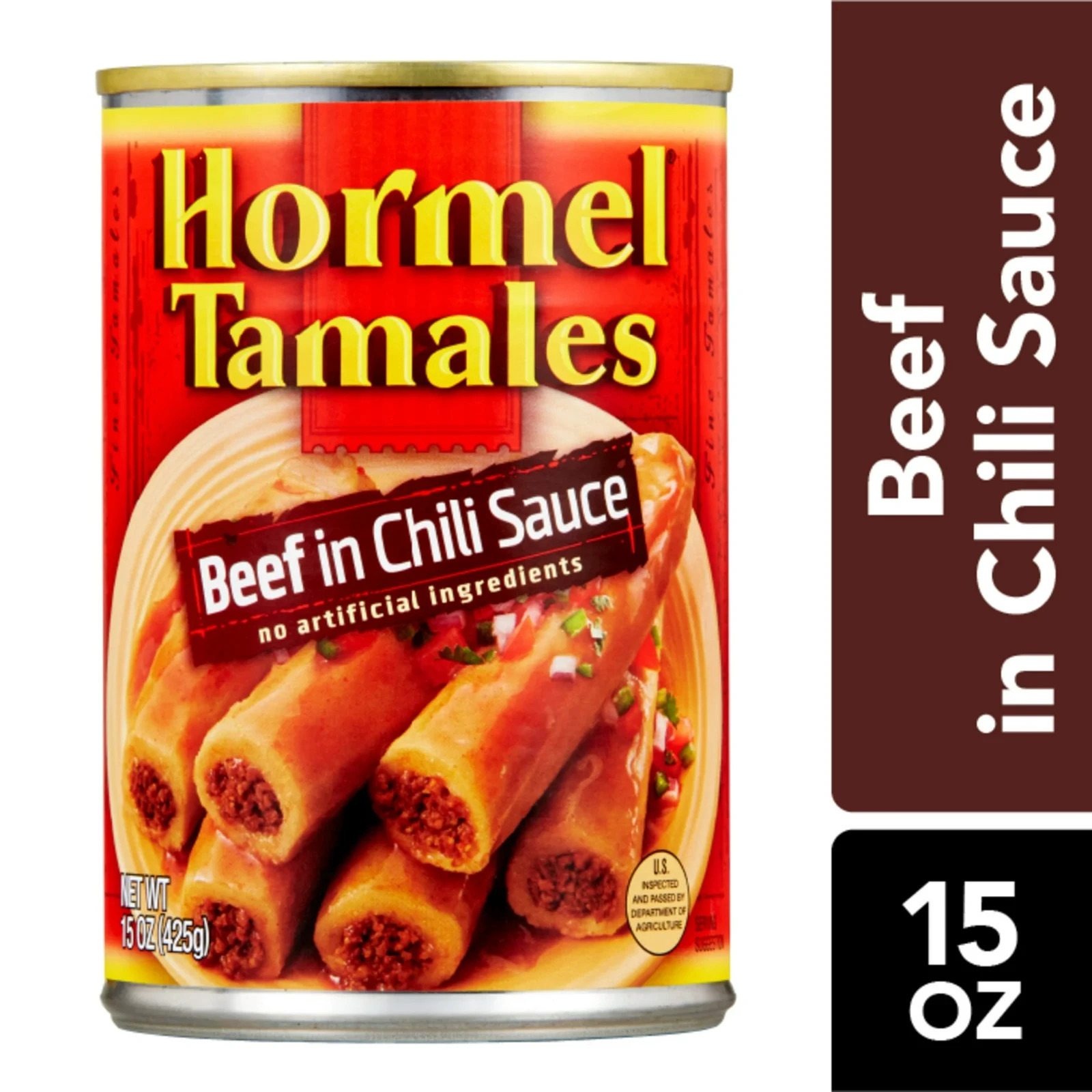 (4 pack) HORMEL Beef Tamales in Chili Sauce, Shelf-Stable, 15 oz Steel Can