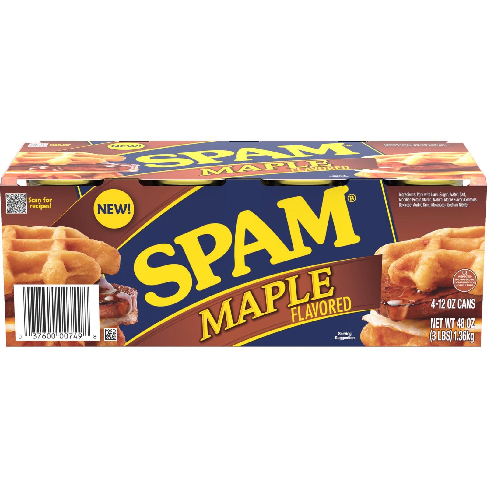SPAM Maple Flavored Canned Ham, 12 oz Can (4-Pack) 12 Ounce (Pack of 4)