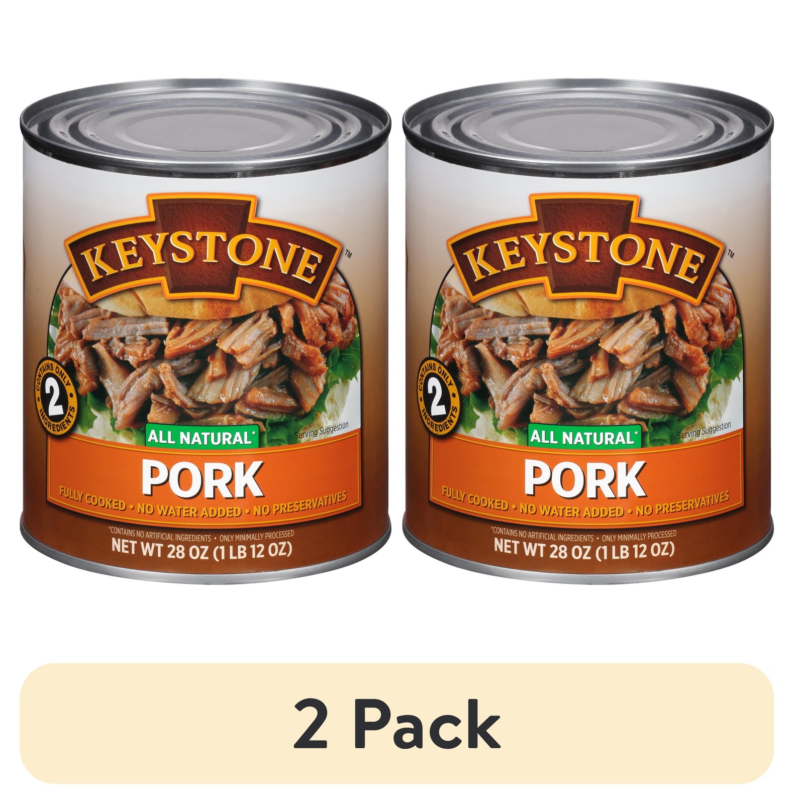 (2 Pack) All Natural Pork, 28 Oz Can