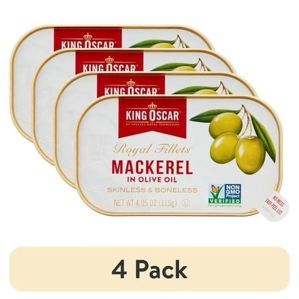 (4 pack) Wild Caught Skinless & Boneless Mackerel in Olive Oil 4.05 oz