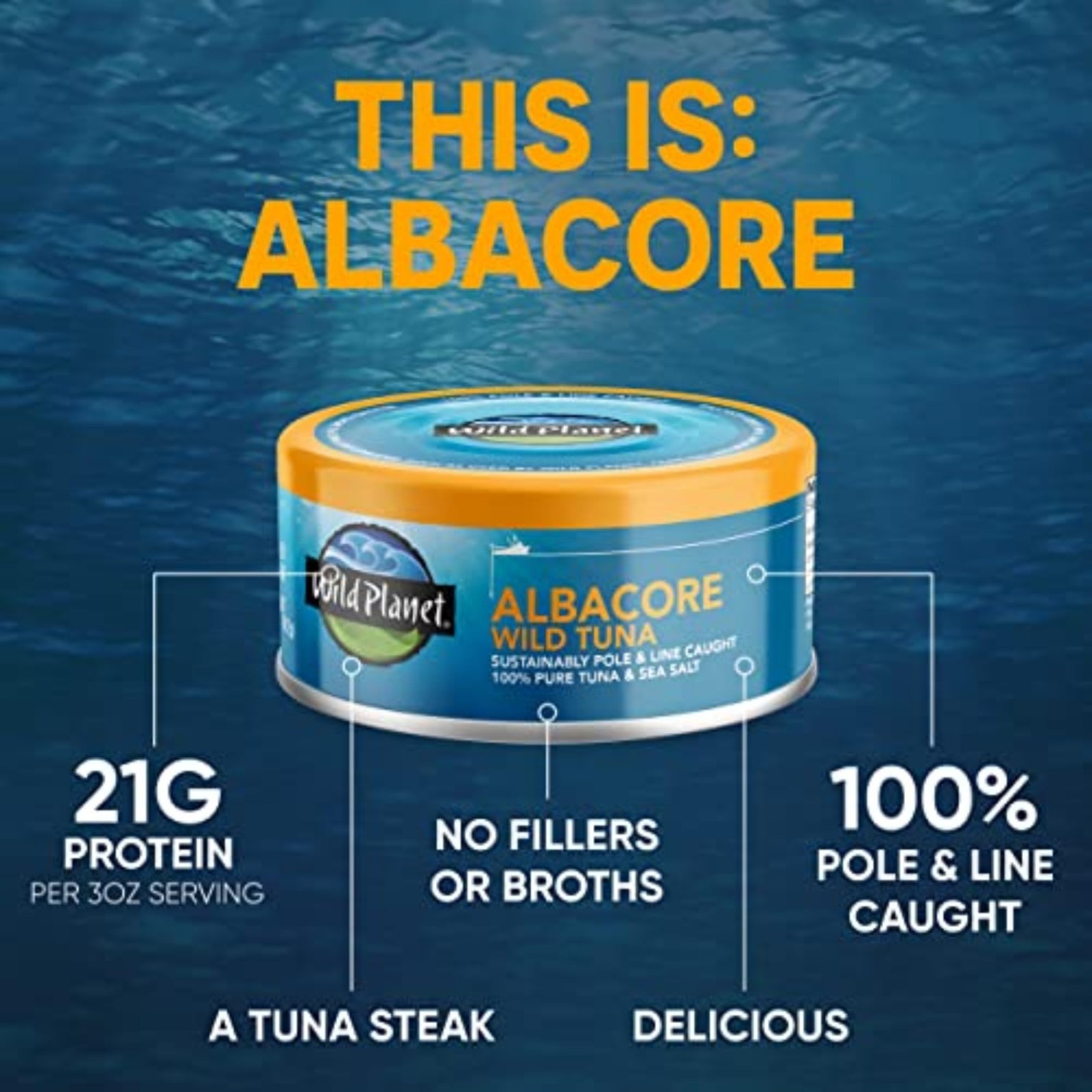 Wild Planet Albacore Wild Tuna, Sea Salt, Canned Tuna, Sustainably WildCaught…