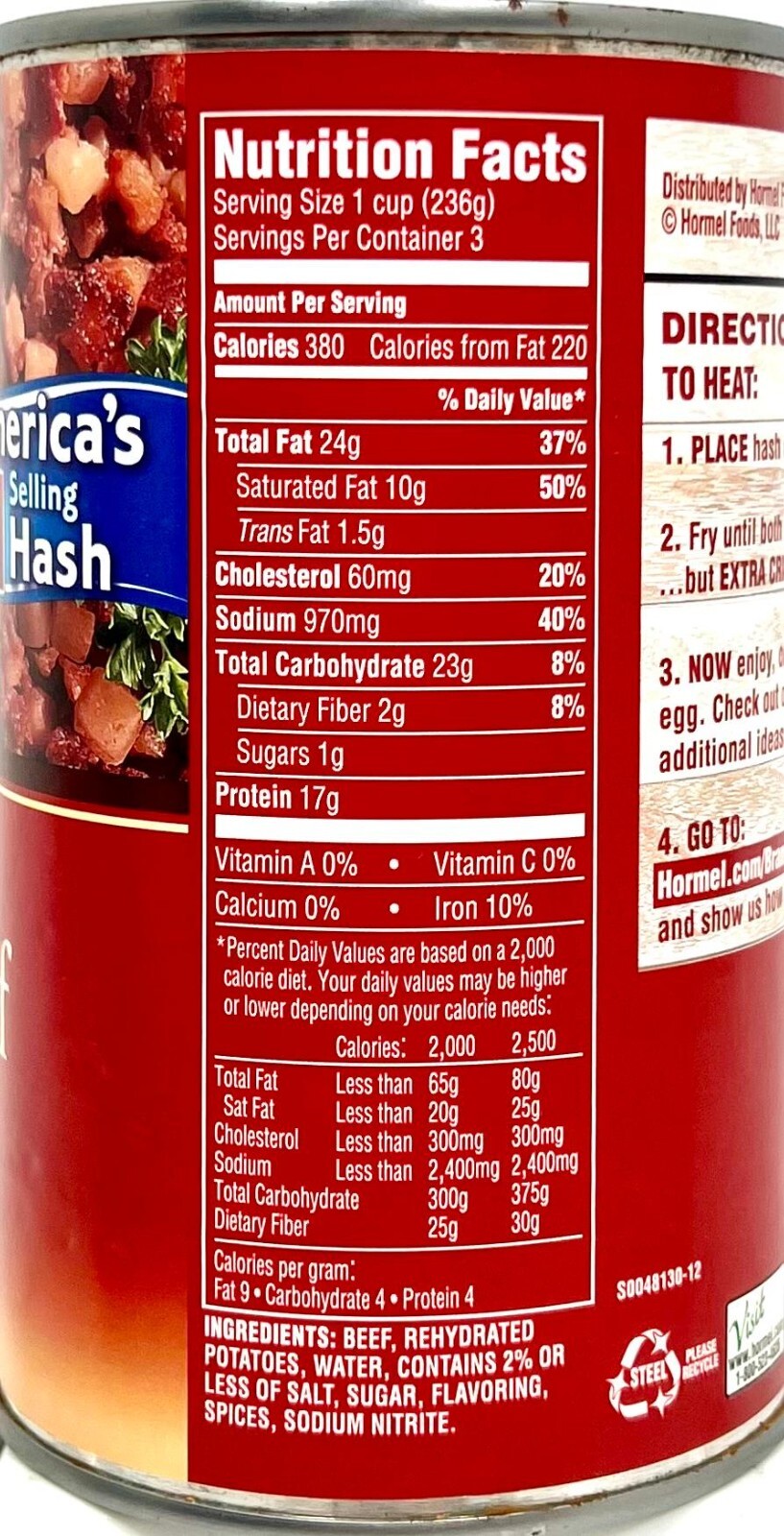 Hormel Mary Kitchen Corned Beef Hash Homestyle 25 oz ( Pack of 12 )~4/2027