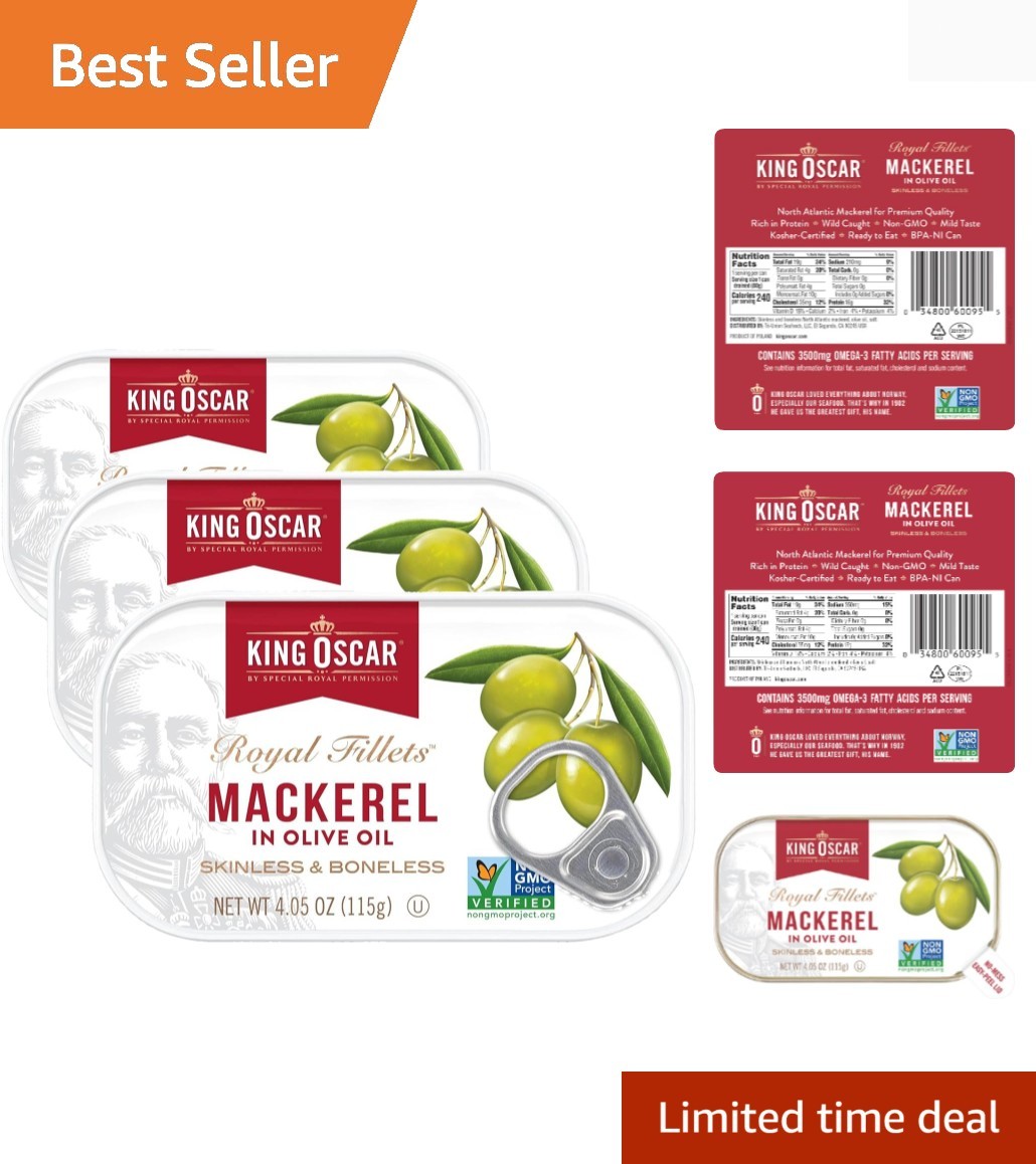 Mackerel in Olive Oil, 4.05 Ounce Can Pack of 3, Packaging May Vary, Skinless…