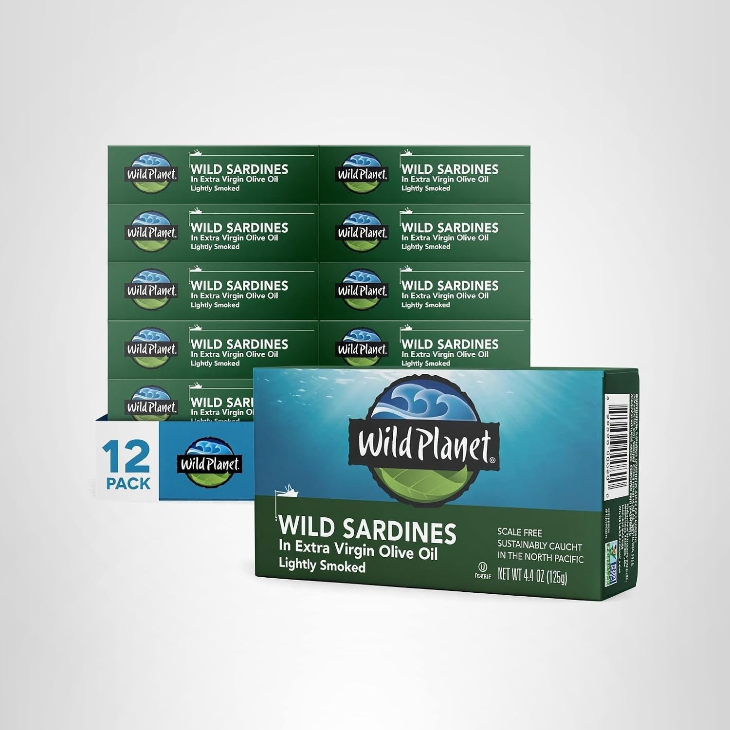Wild Planet Wild Sardines EVOO Lightly Smoked 4.4 Oz 12-Pack Tinned Fish Kosher