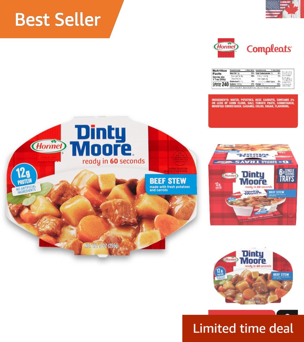 Instantly Satisfying Beef Stew – 9-Ounce Trays, Pack of 6 for Convenient Dining