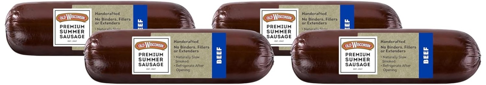 Keto-Friendly Beef Summer Sausage – Ready to Eat, Low-Carb Snack (8oz Pack of 4)