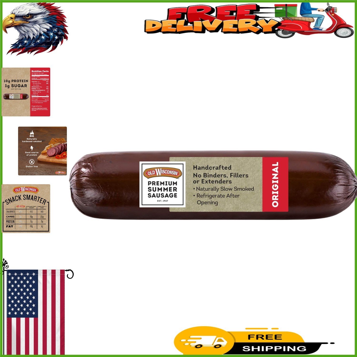 Keto-Friendly Summer Sausage – 16oz, High Protein, Low Carb Snack Delight