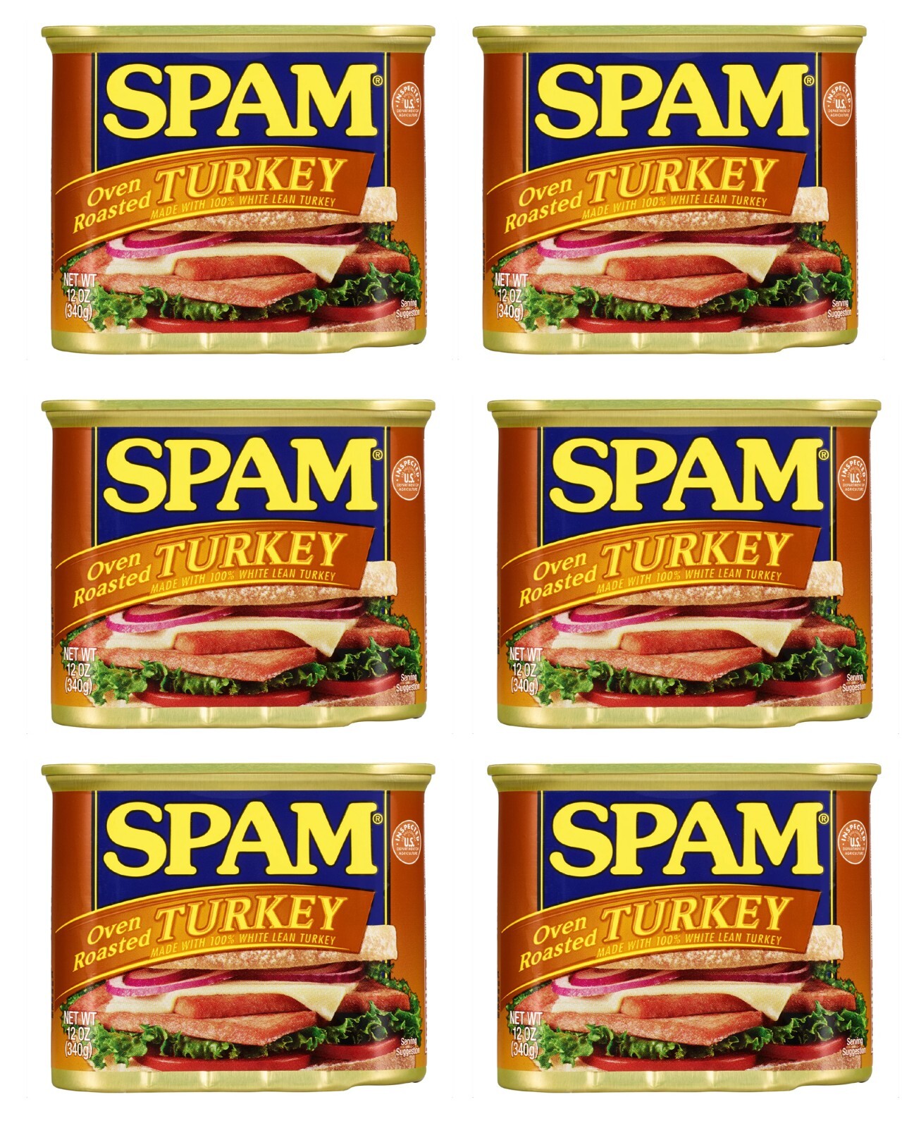 SPAM Oven Roasted Turkey – 6 Pack of 12 oz Cans – 100% White Lean Meat