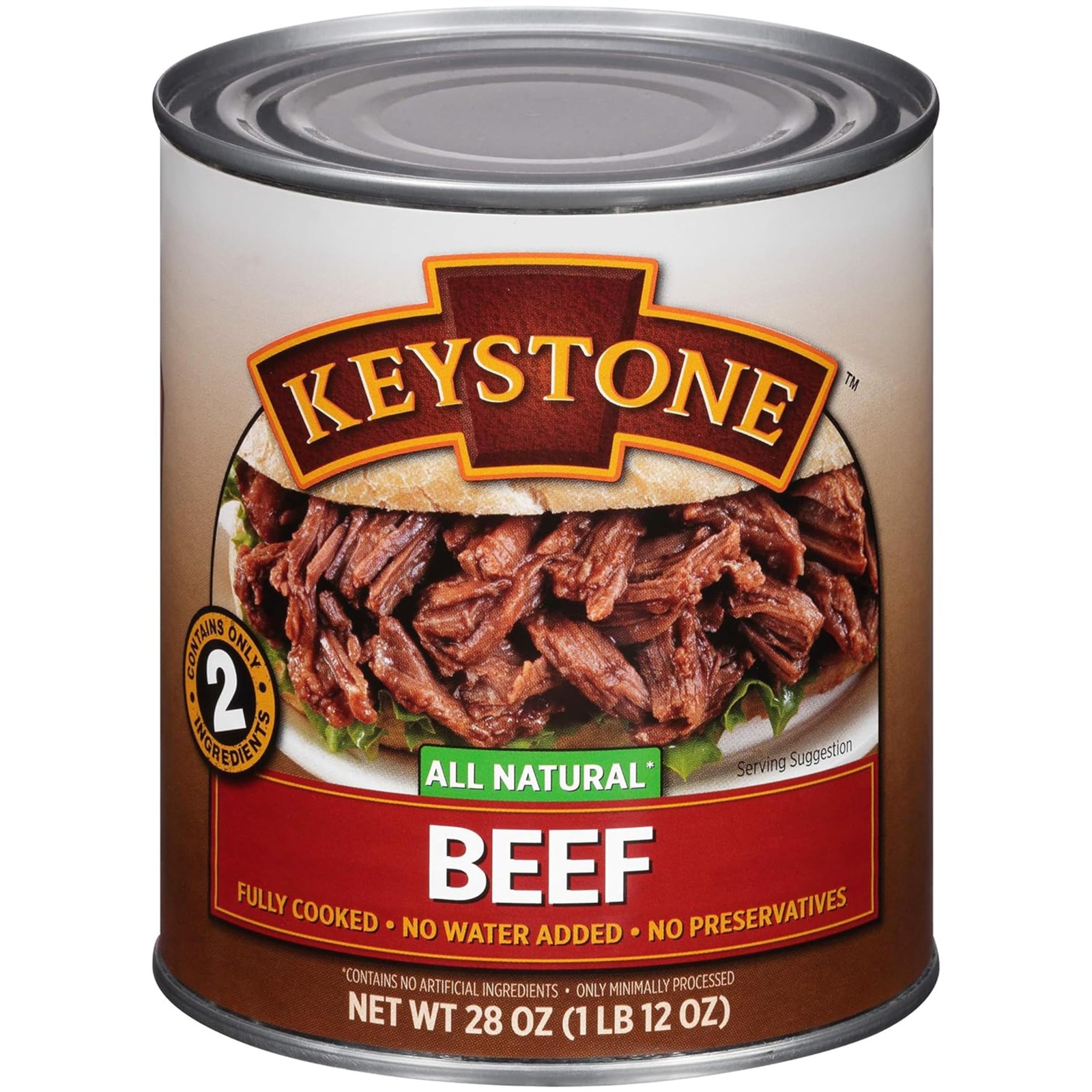 Keystone Meats All Natural Heat and Serve Canned Beef 1.75 Pound (Pack of 1)