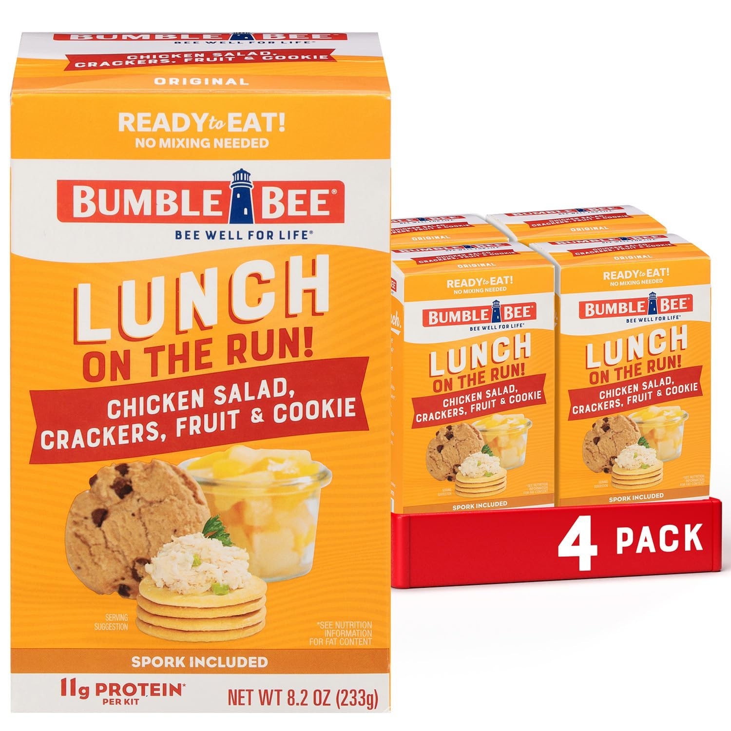 Prepackaged Chicken Salad Kit with Crackers and Fruit 8.2 oz Pack of 4 Ready to