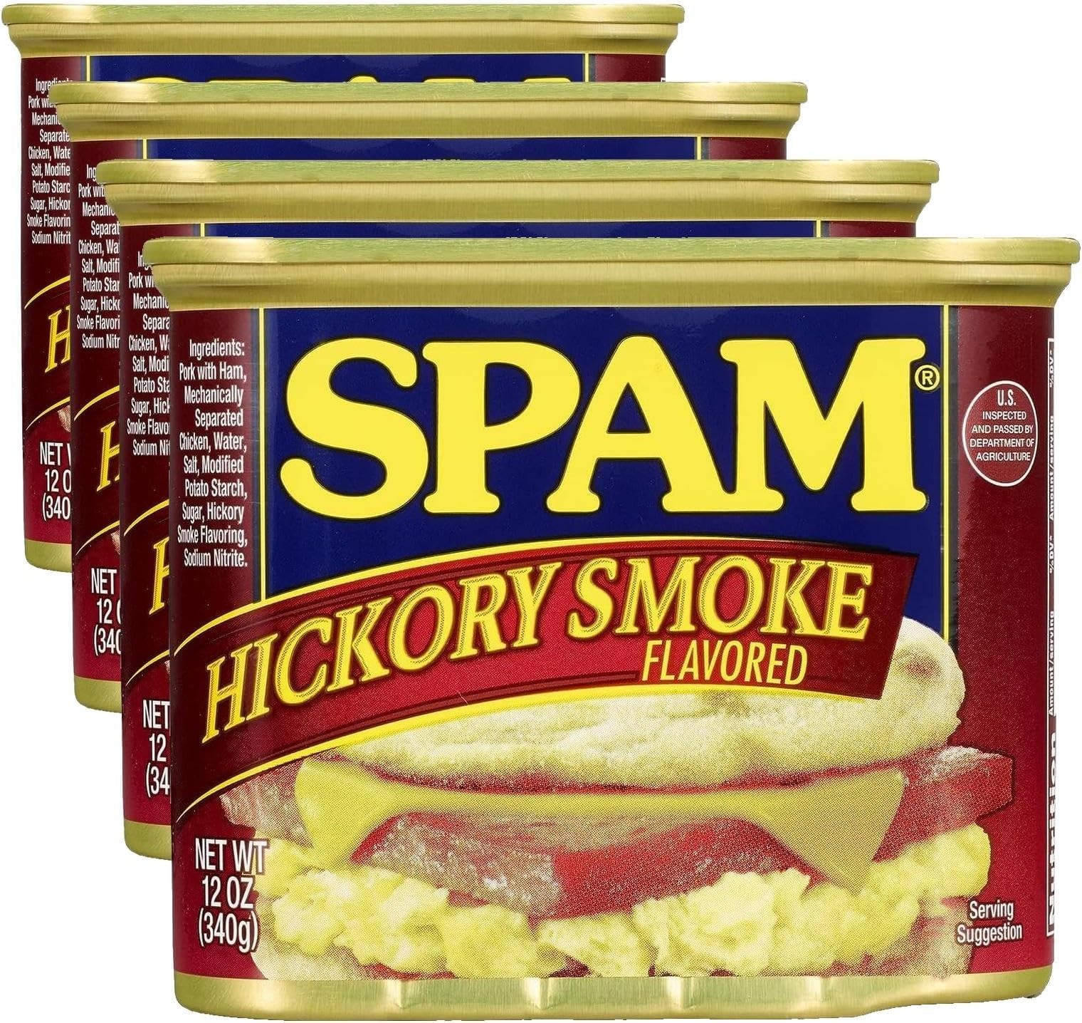 Spam Hickory Smoke, 12 Ounce Can (Pack of 4)