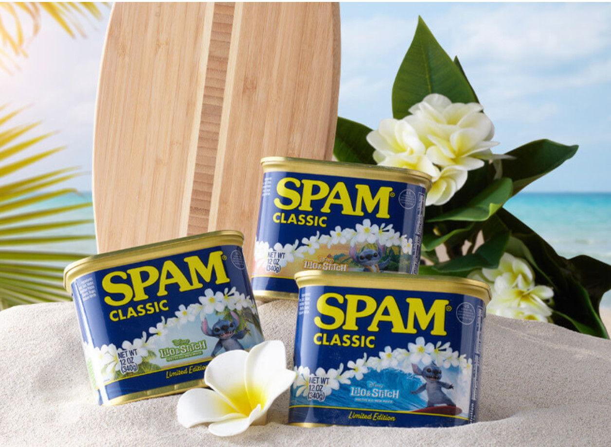 SPAM SET of 3 CANS Disney Lilo & STITCH Limited Edition Hula, Shaka & Surf NEW