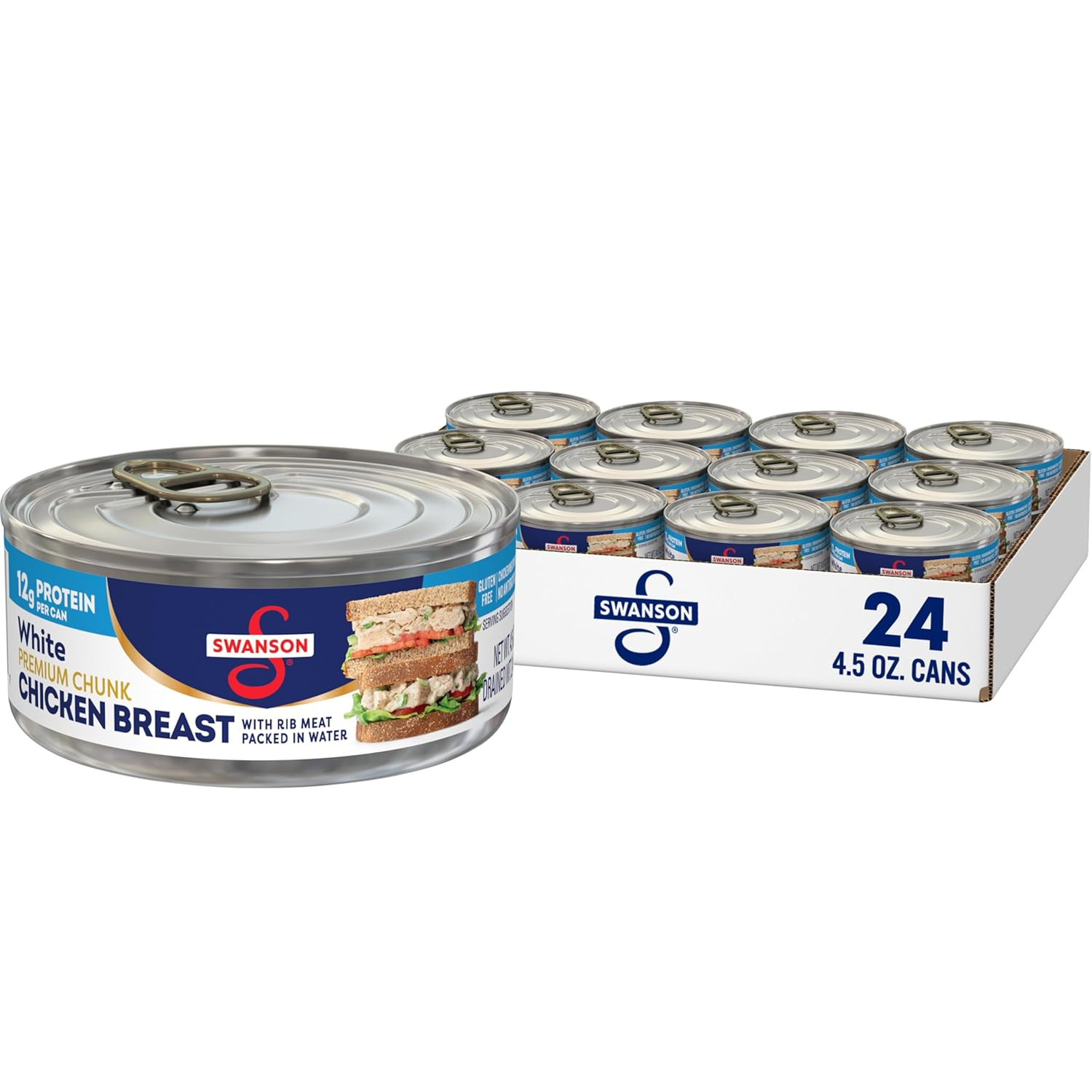 Swanson White Premium Chunk Canned Chicken Breast in Water, Fully Cooked Chicken