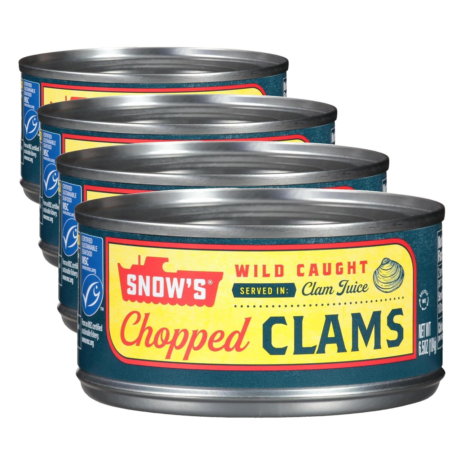 Wild Caught Chopped Clams Canned, 6.5 Oz Can (Pack of 12) – 5G Protein per Servi