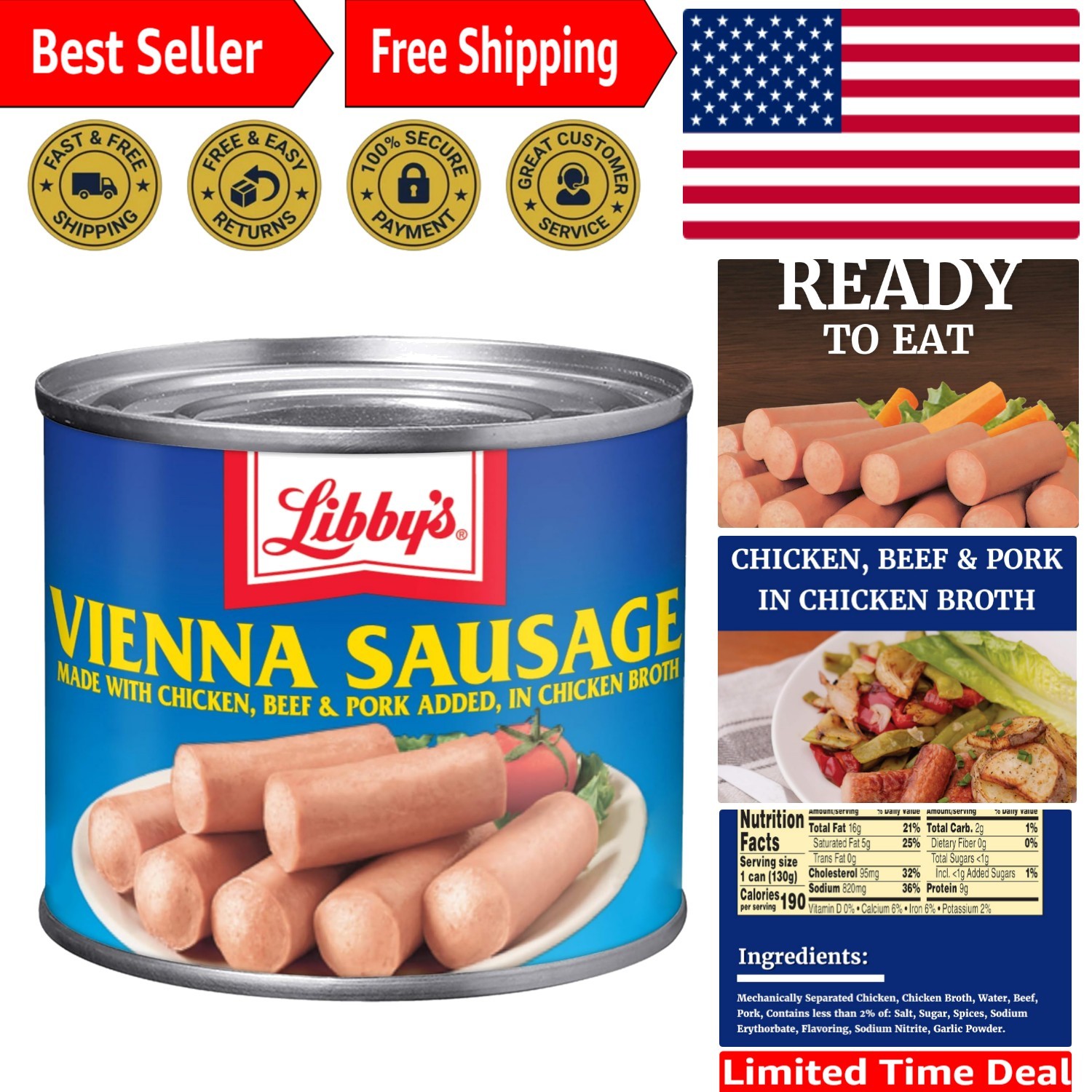 Convenient Vienna Sausage in Chicken Broth – Pack of 24, Serene Snacking Anytime
