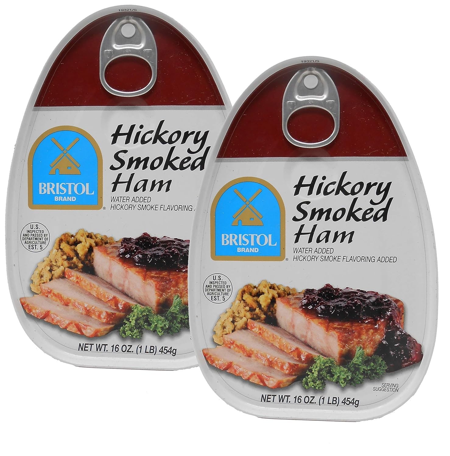 2 Pack Bristol Hickory Smoked Cooked Canned Ham, High Protein, 16oz Aluminum Can