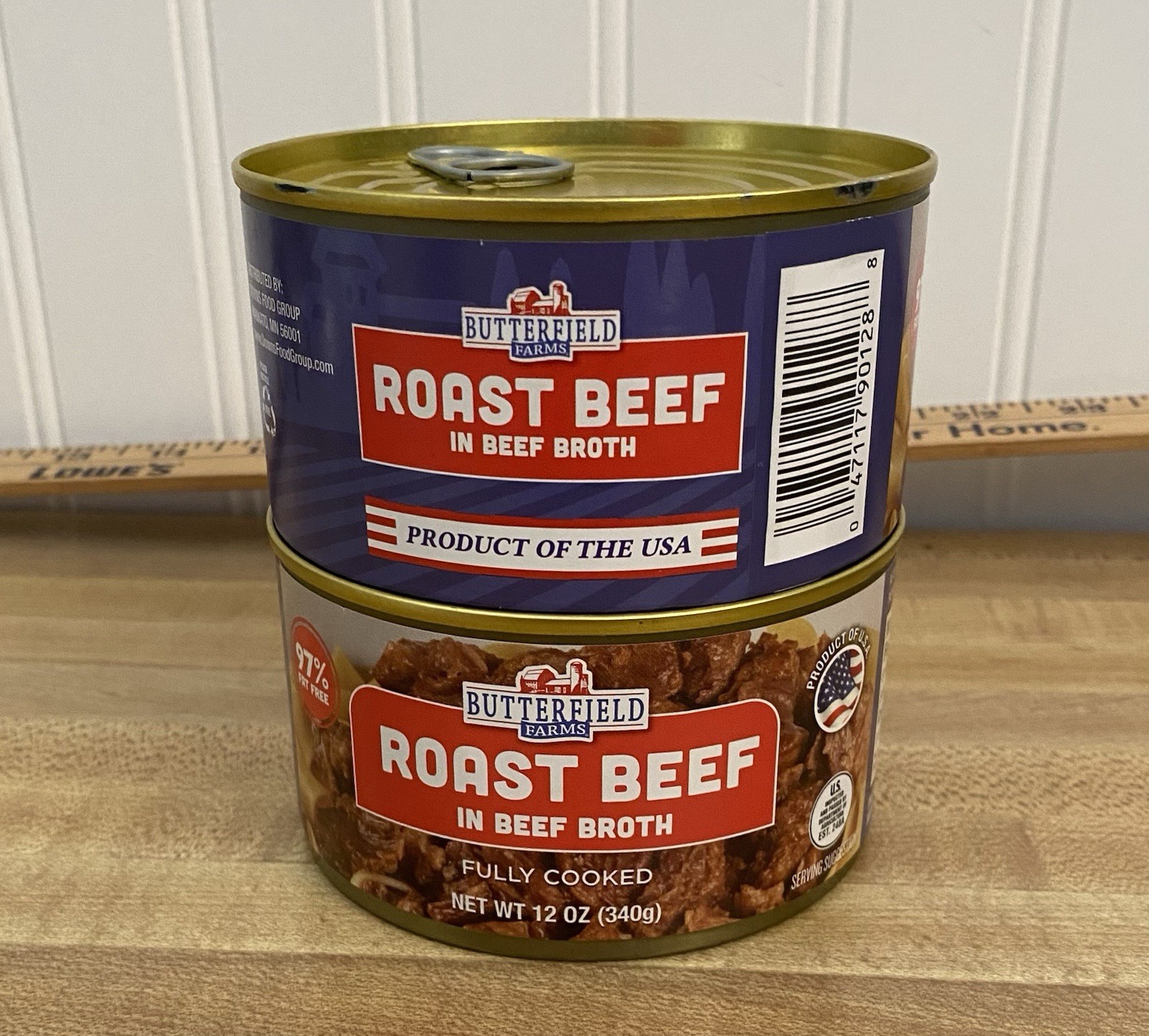 2 Cans of Butterfield Farms Roast Beef in Beef Broth, 12 oz Each Can