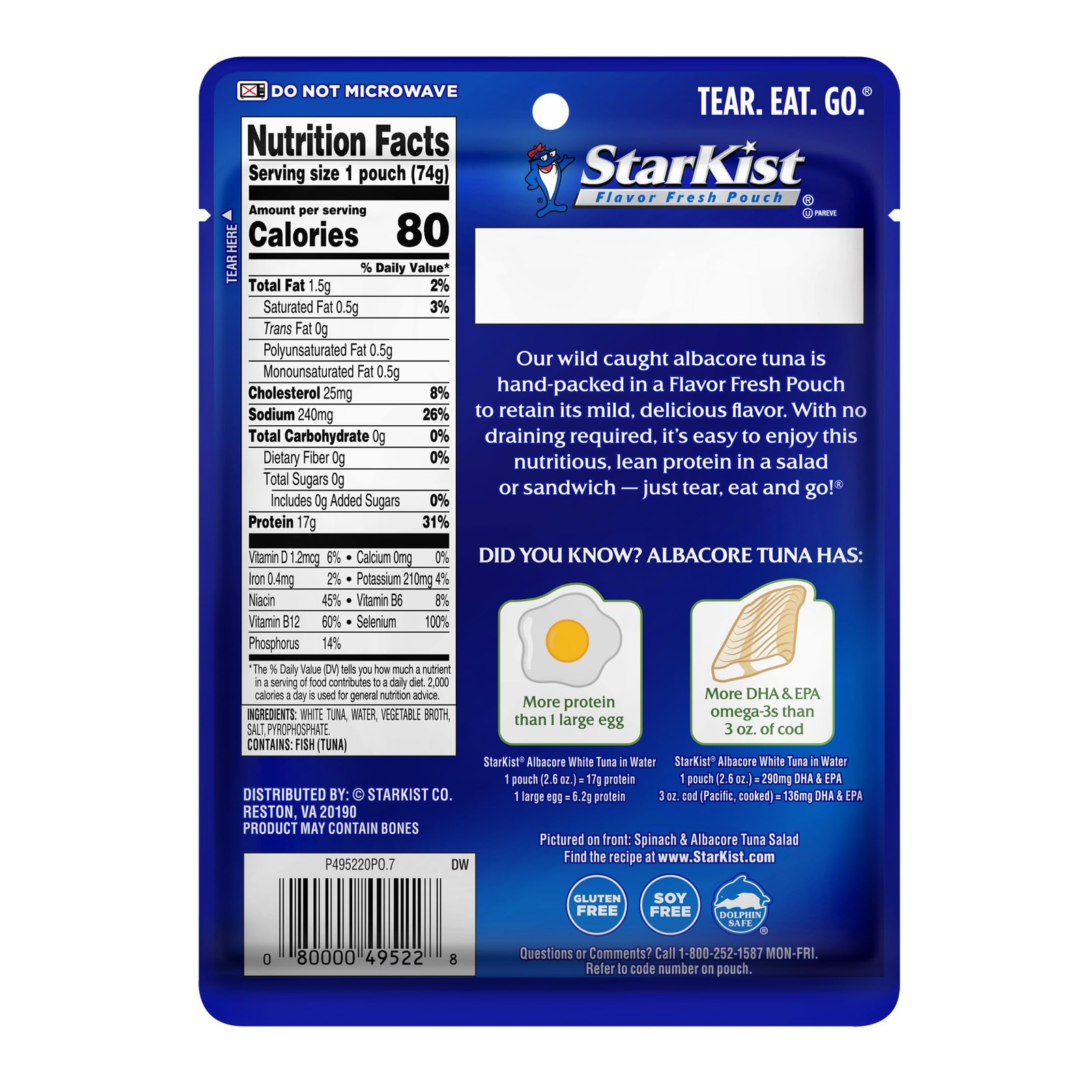 StarKist Albacore White Tuna in Water, 2.6 Oz, Pack of 24