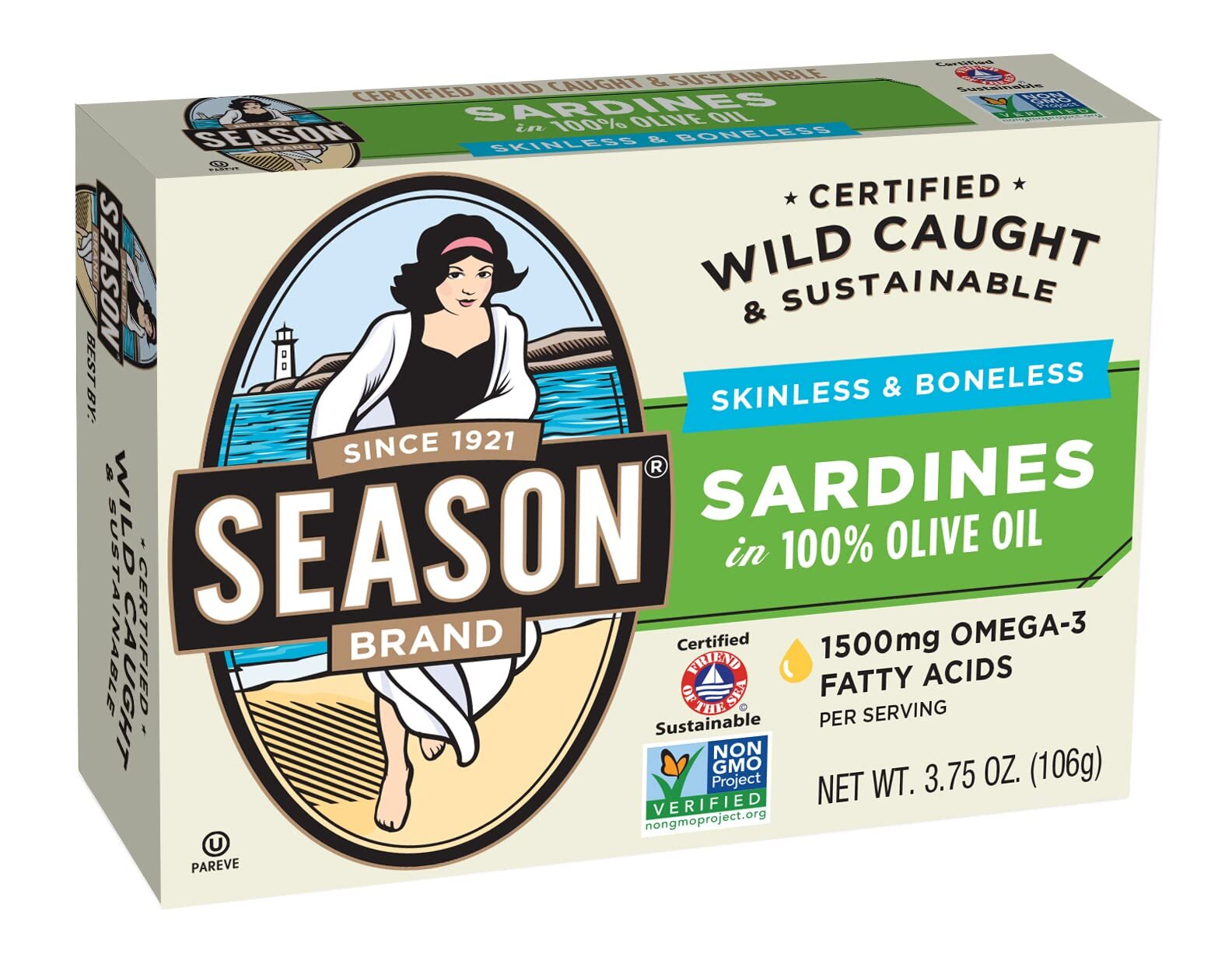 Season Sardines| Skinless & Boneless, Gluten Free, Keto, Paleo, Kosher, Omega-3
