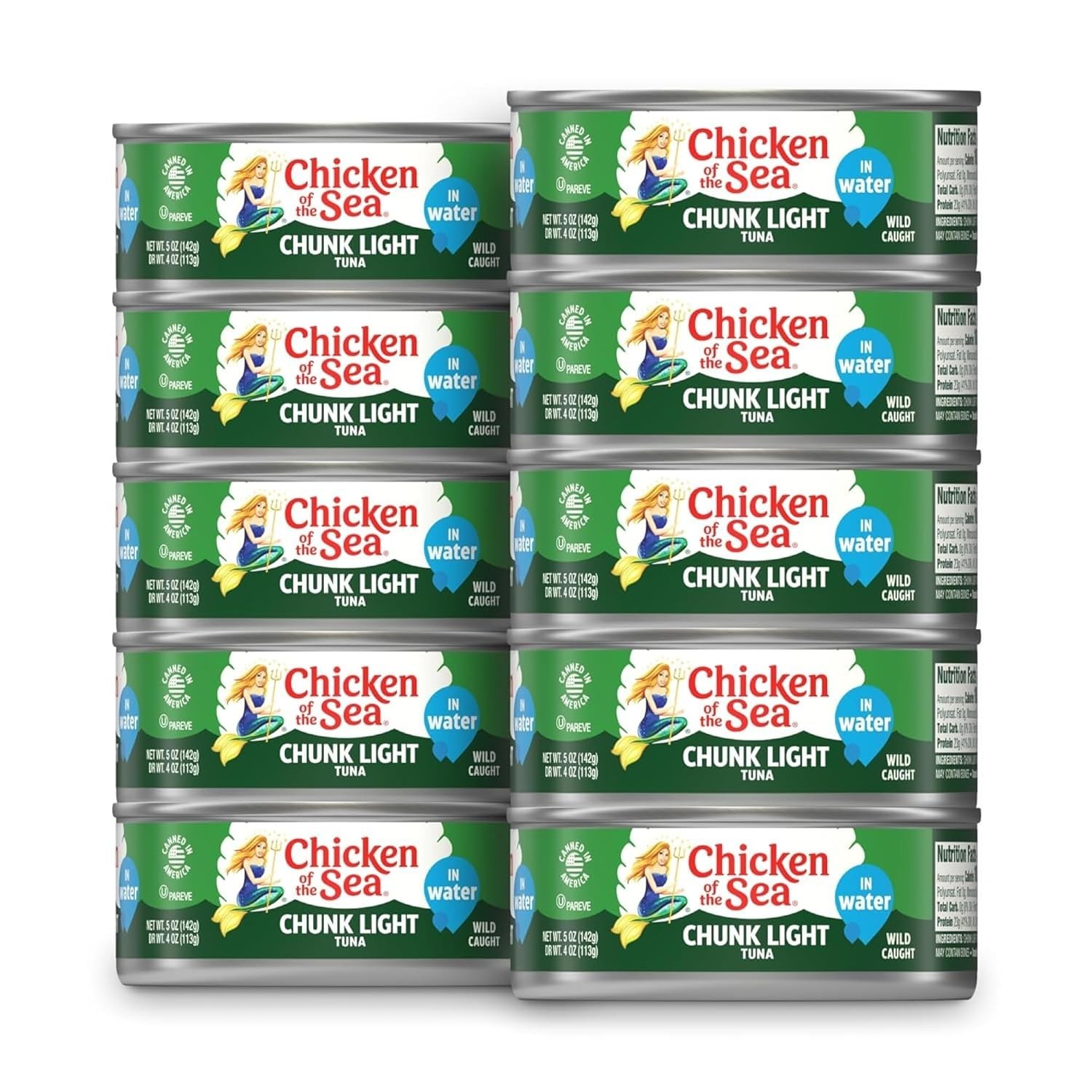 Wild Caught Chunk Light Tuna 5 Ounce Cans 10-Count – High Protein 100% Classic