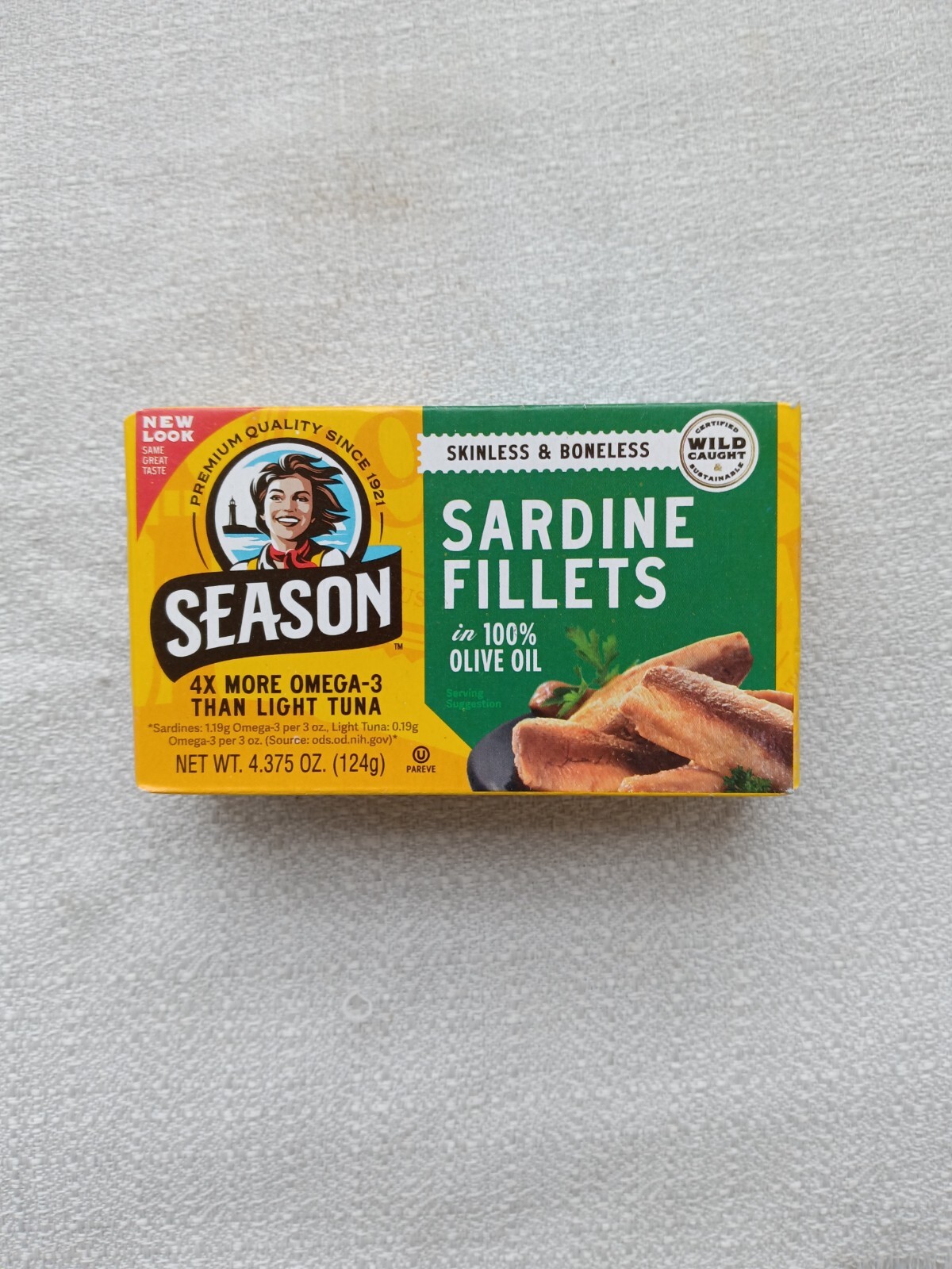 12PK SEASON SARDINES Wild Caught OMEGA 3 Skinless Pure Olive Oil Free Shipping
