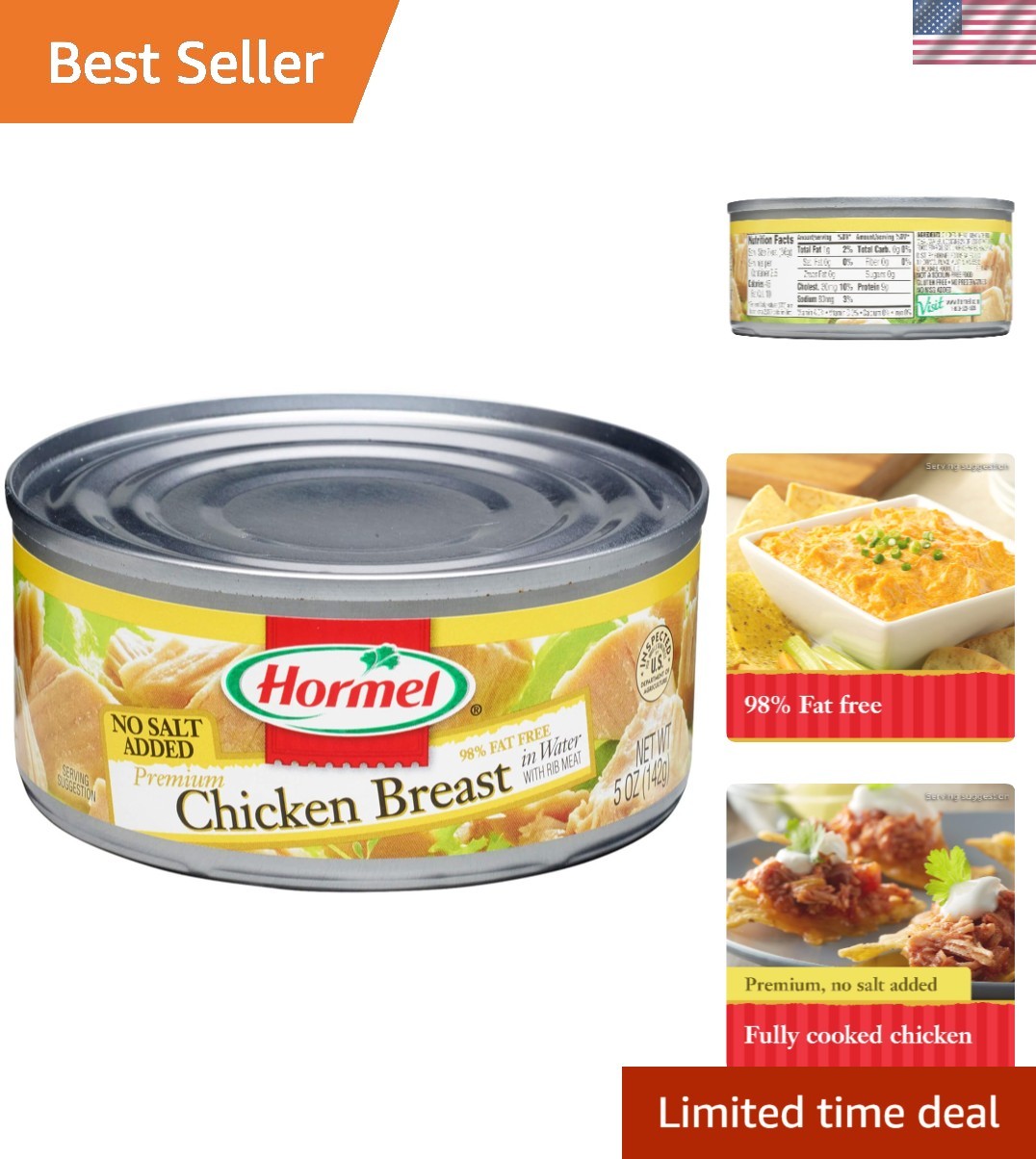 Gluten-Free No Salt Added Canned Chunk Chicken Breast – 5oz x 12 Pack