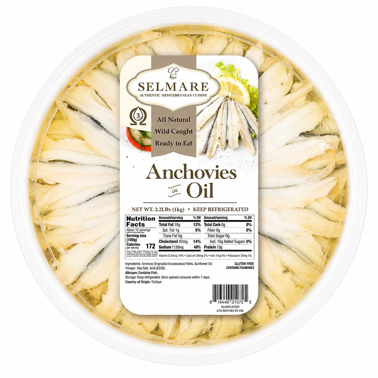 Selmare Spanish White Anchovies in Oil (Boquerones Españoles), Wild Caught, Read