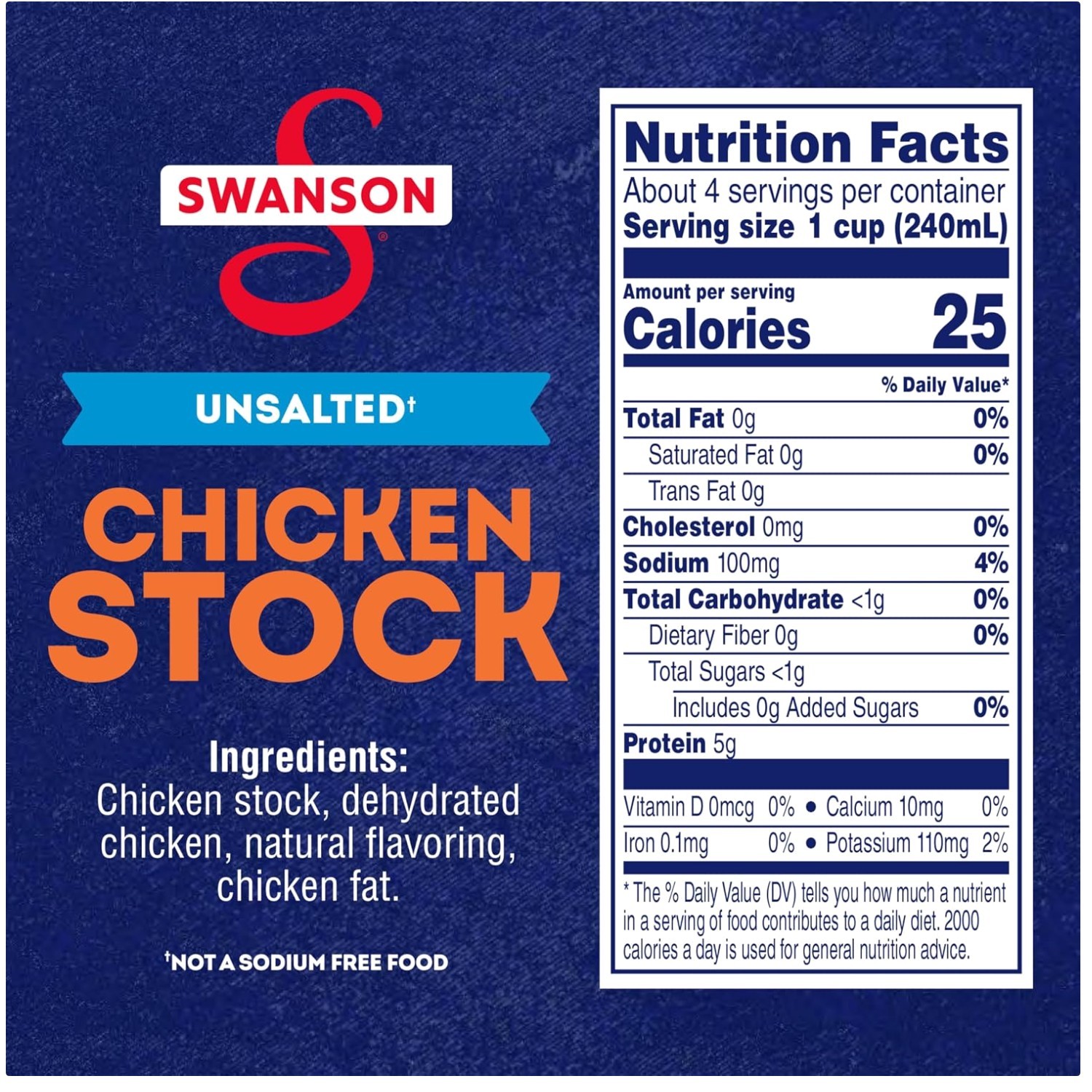 Swanson Unsalted Chicken Stock, 32 Oz Carton (Pack of 12)