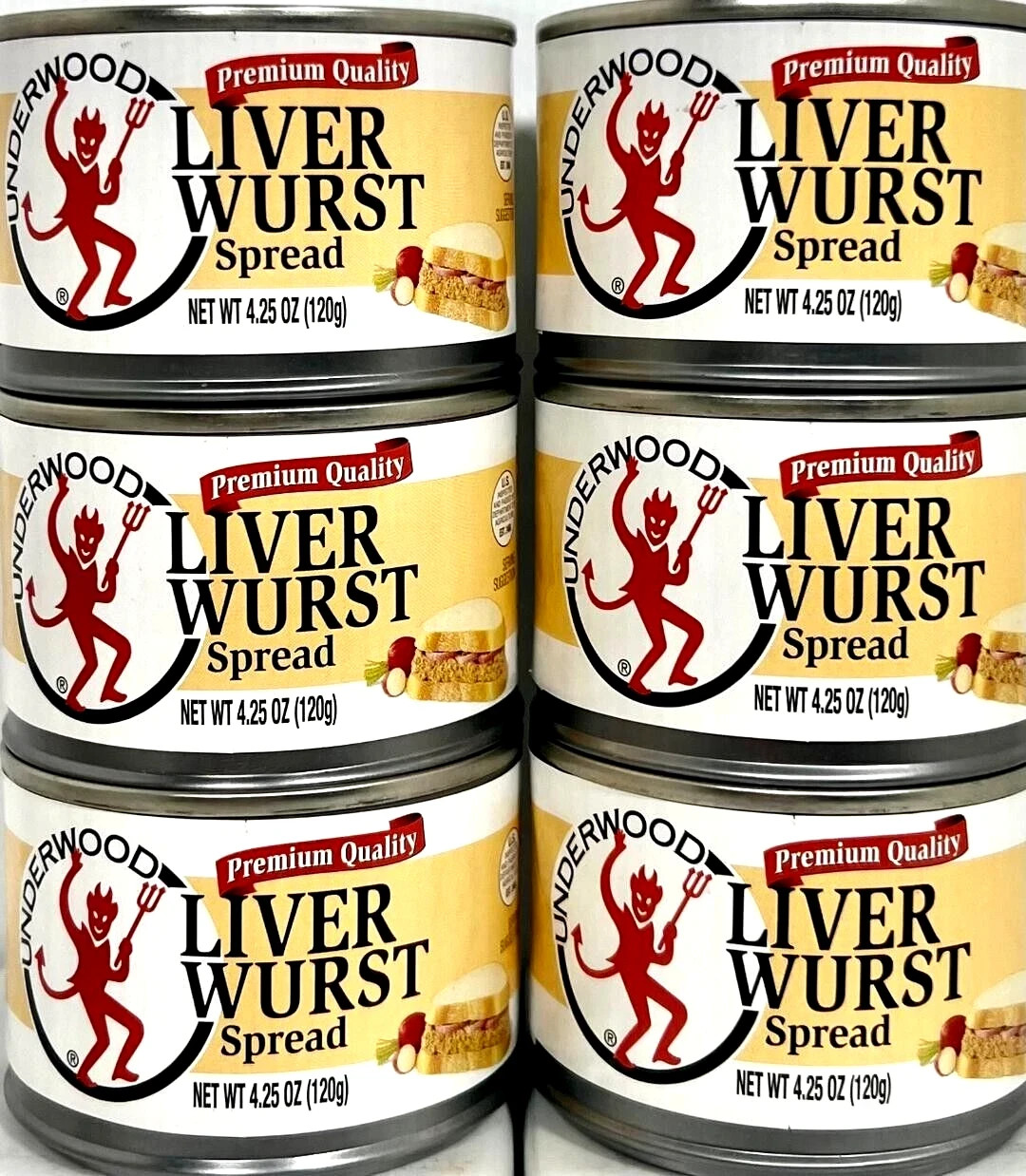 Underwood Premium Quality Liver Wurst Spread 4.25 oz ( Pack of 6 )