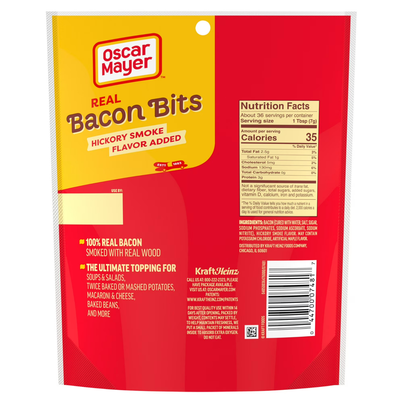 Oscar Mayer Real Bacon Bits Mega Pack, 9 oz Bag, 2-2.5 cups……….