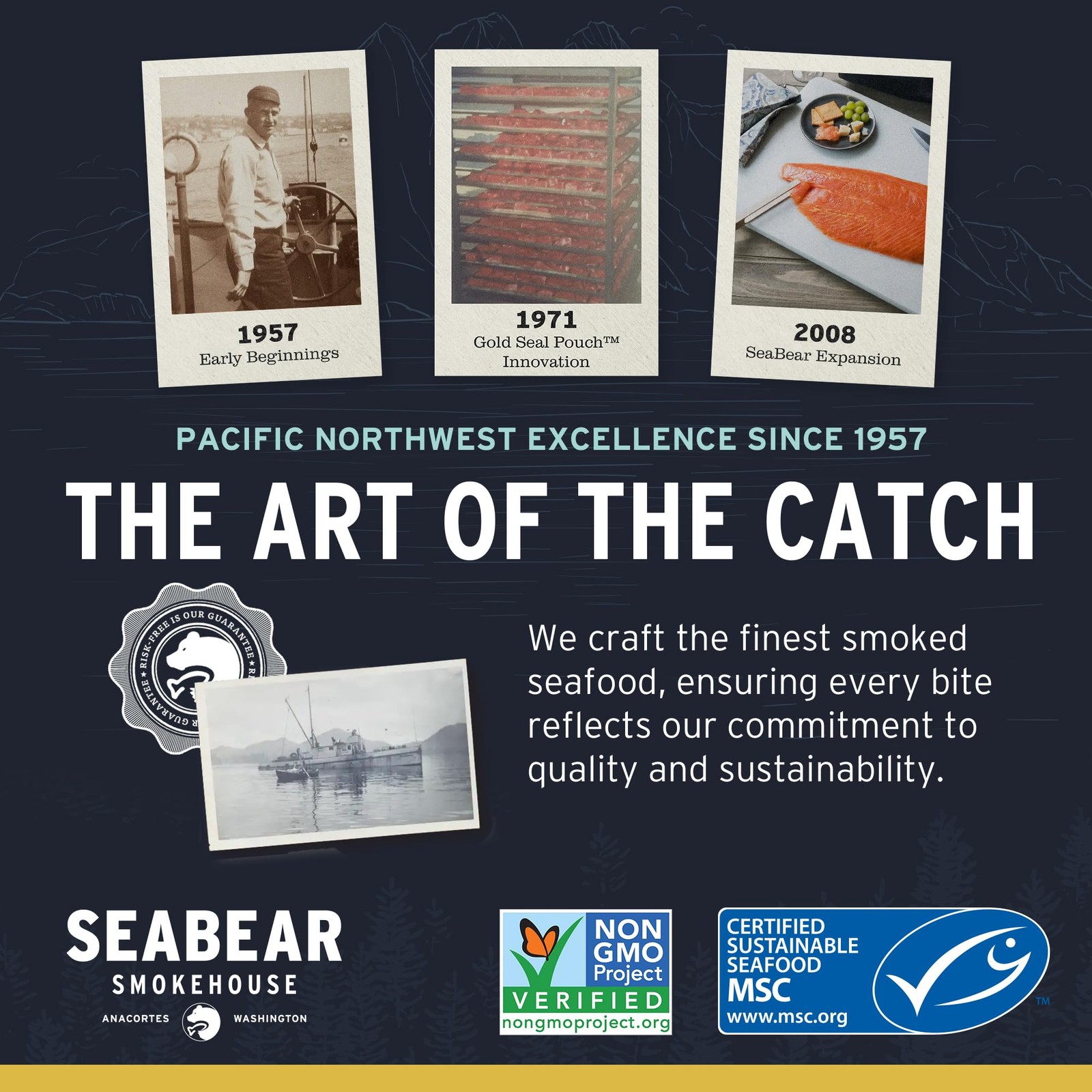 SeaBear – Wild Alaskan Smoked Sockeye, Coho, and Pink Salmon Trio – 18oz Box